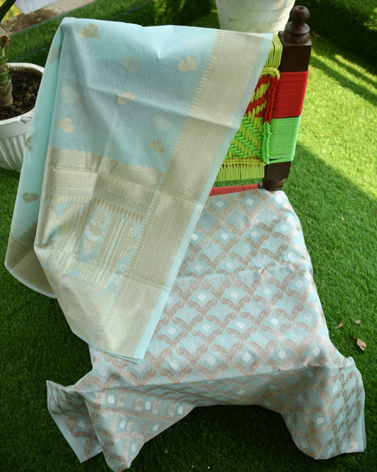 Banarasi Silk Cotton Three-Piece Suit – Tradition Meets Comfort