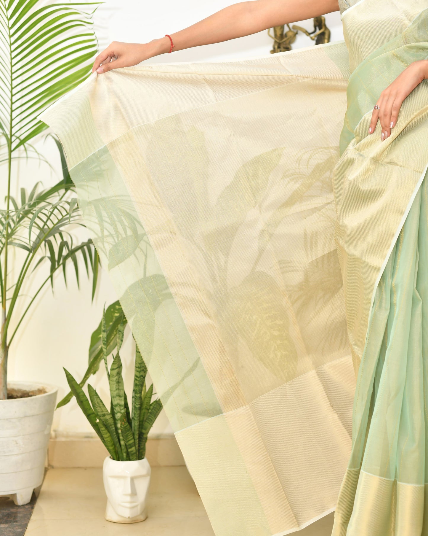 Silk Serenity – Handwoven Pure Silk Chanderi Saree with Blouse & Silk Mark Tag