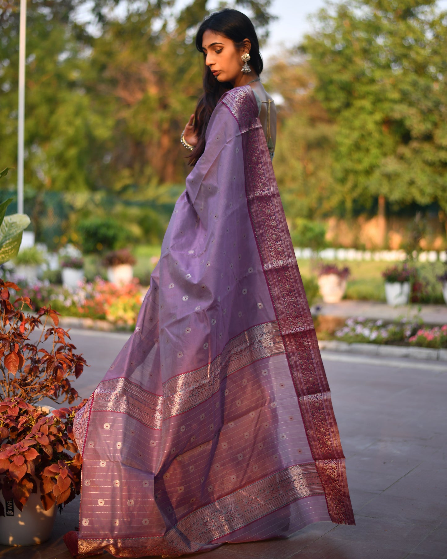 Heritage Hues –  Pure Handwoven Silk Cotton Chanderi Saree with Unstitched Blouse & Handloom Tag