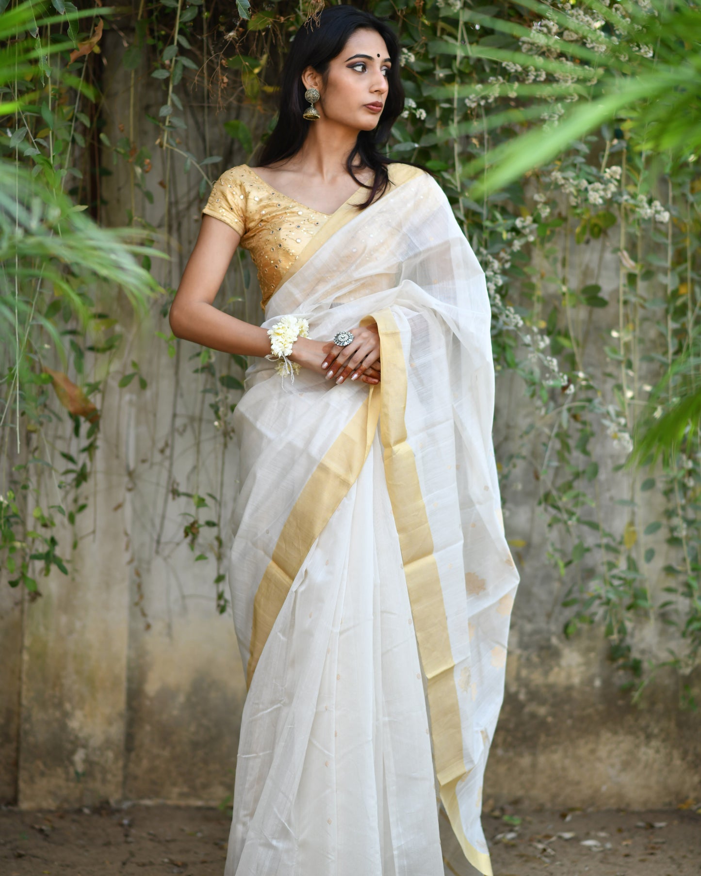 Elegance Woven – Pure Handwoven Silk Cotton Chanderi Saree with Blouse & Authentic Handloom Tag