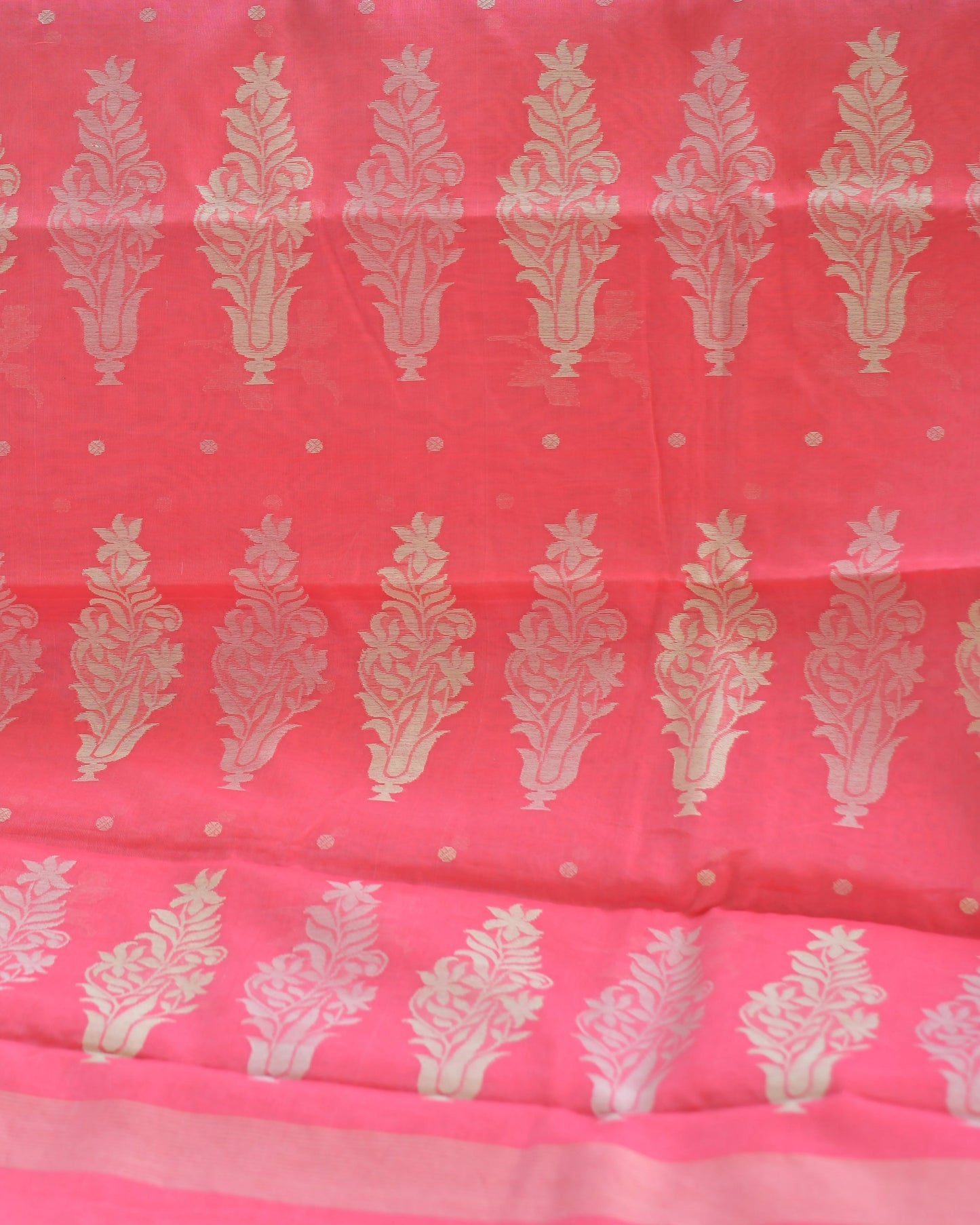 Peach Perfection – Pure Handwoven Silk Cotton Chanderi Saree with Blouse & Handloom Tag