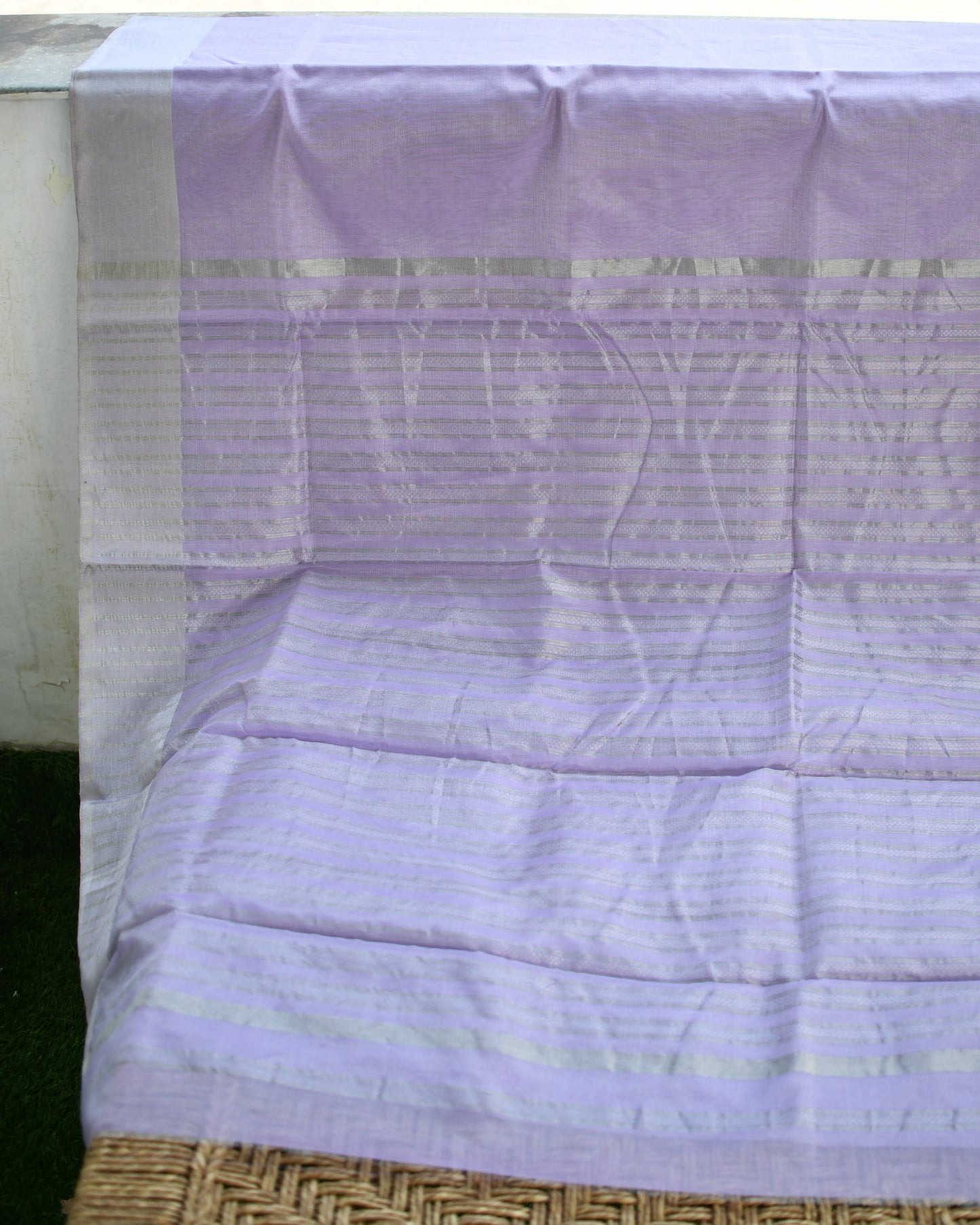 Lavender Whisper – Pure Handwoven Silk Cotton Chanderi Saree with Blouse & Handloom Tag