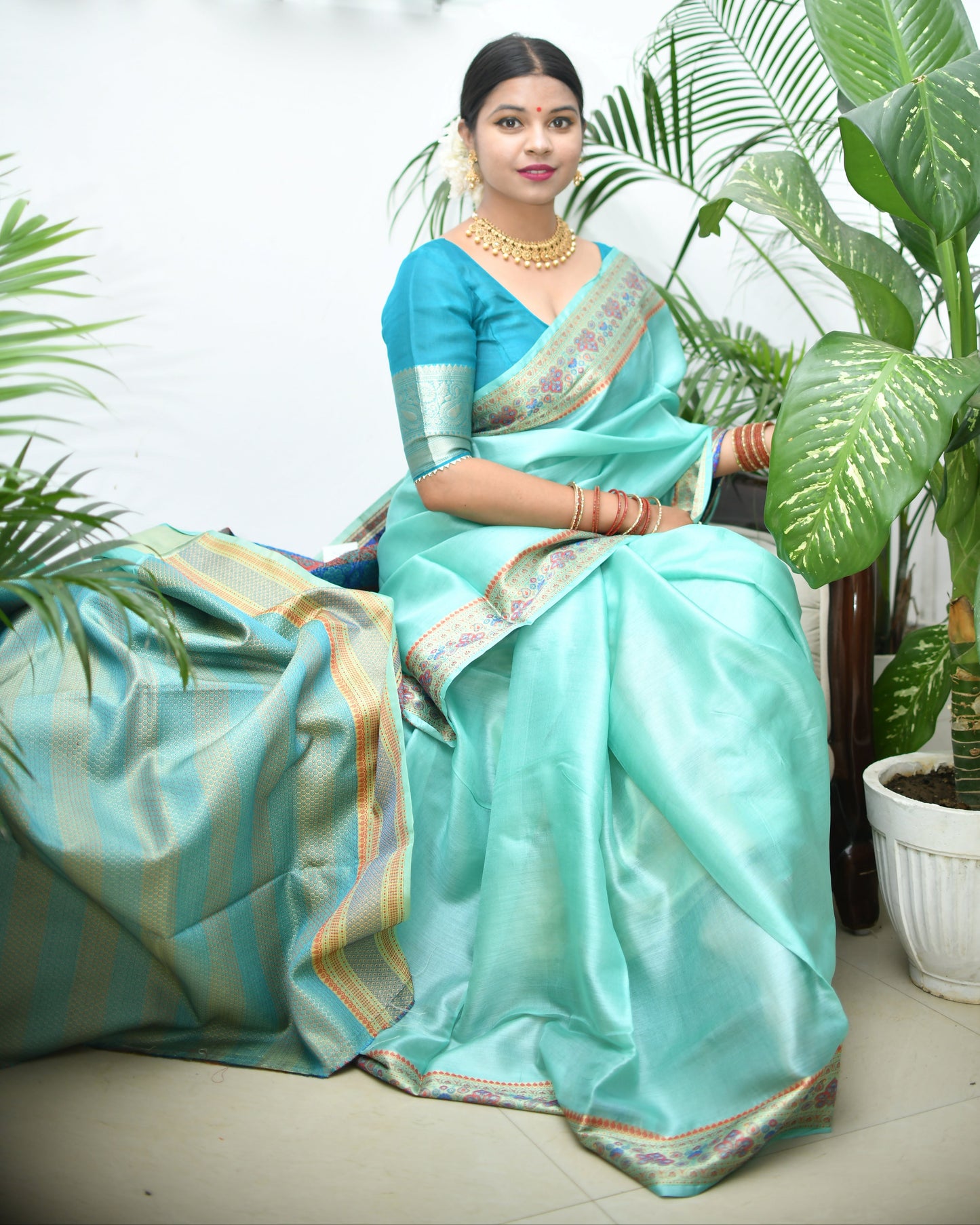 Rustic Royalty – Pure Banarasi Tasar Silk Saree with Blouse | Silk Mark Certified