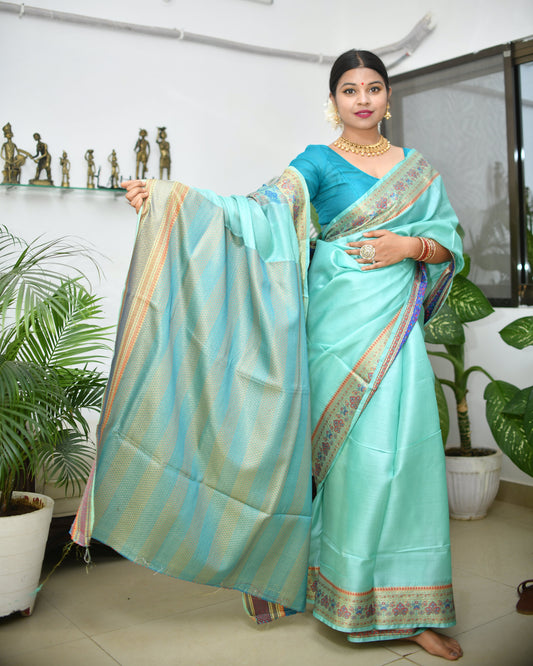 Rustic Royalty – Pure Banarasi Tasar Silk Saree with Blouse | Silk Mark Certified
