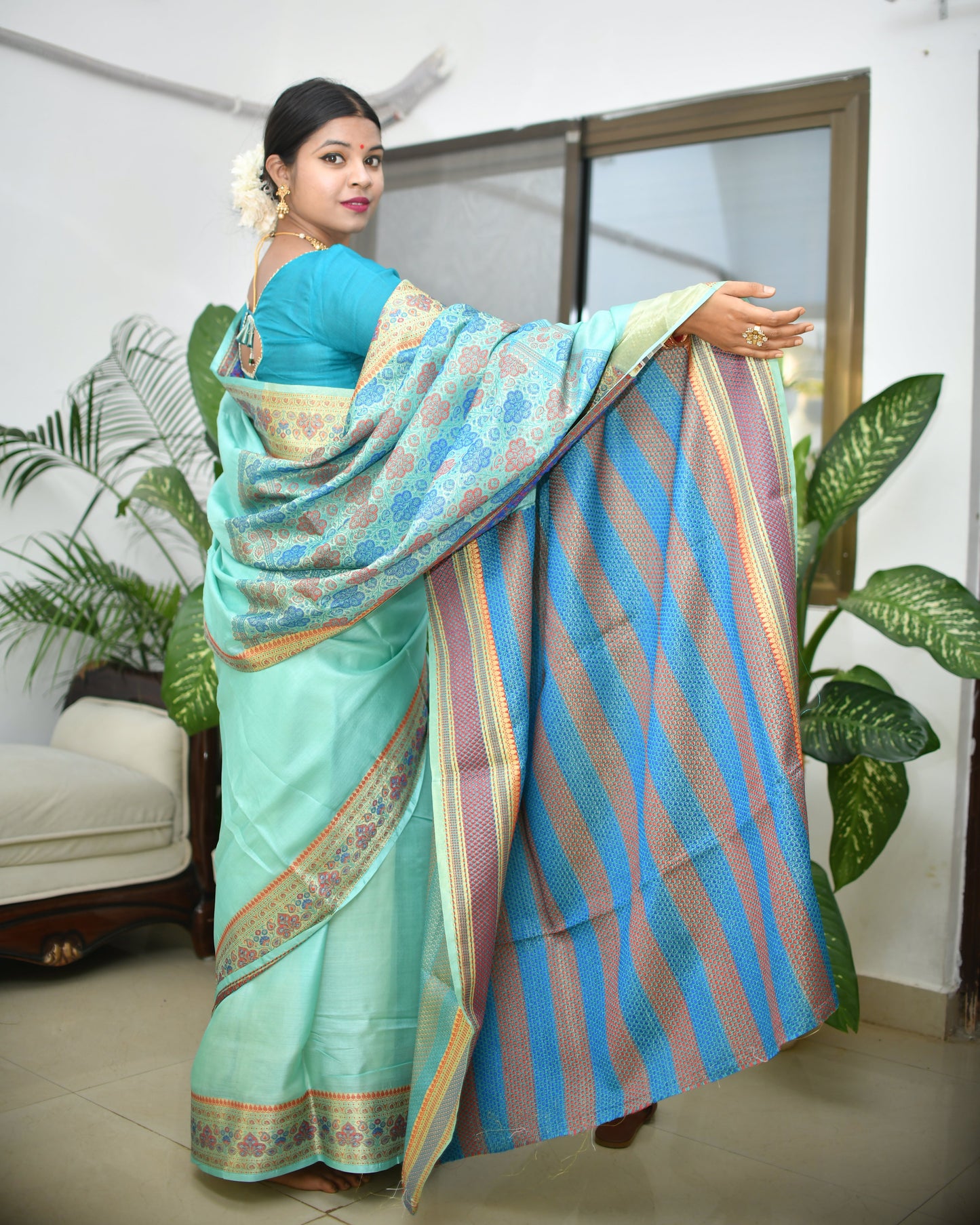 Rustic Royalty – Pure Banarasi Tasar Silk Saree with Blouse | Silk Mark Certified