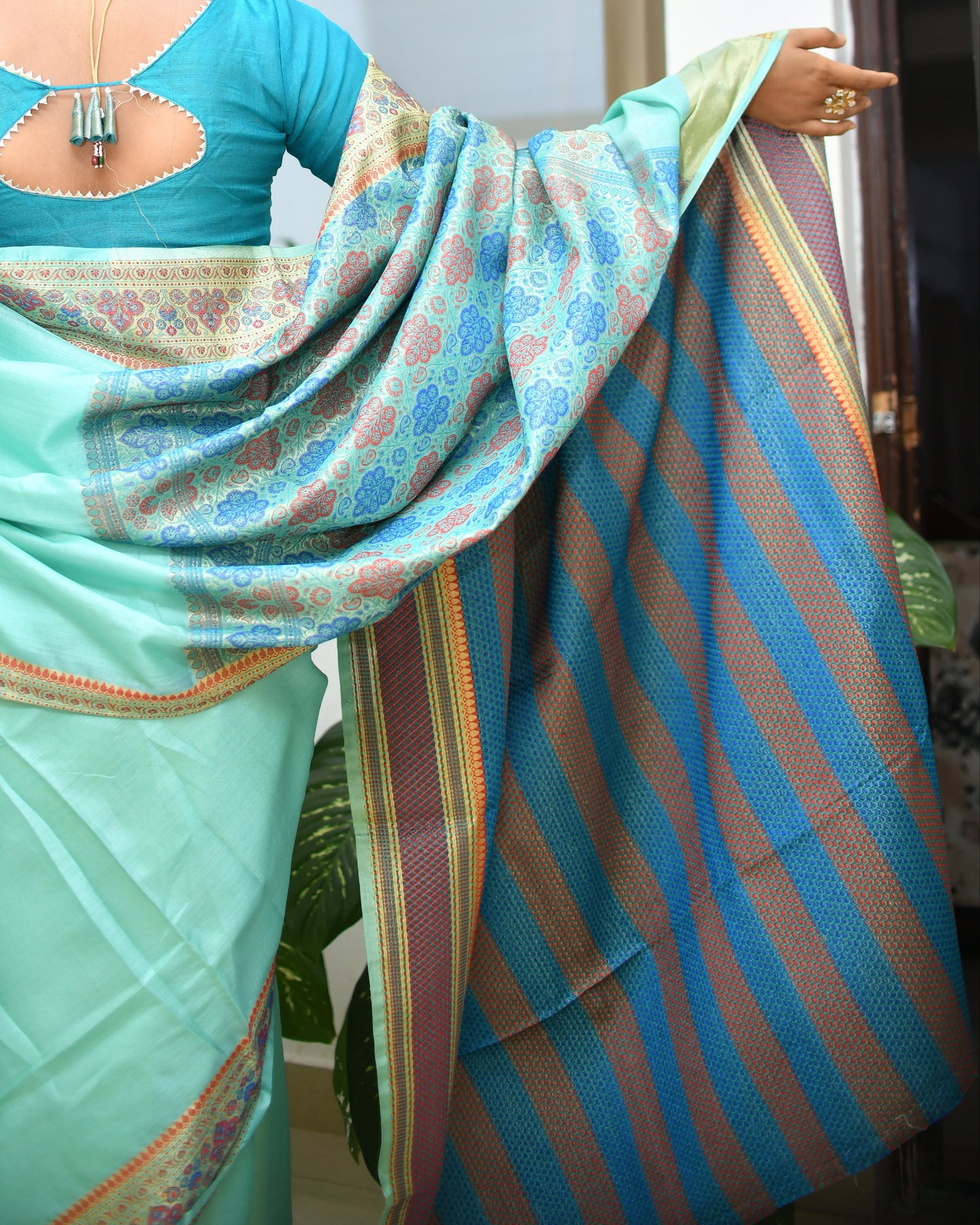 Rustic Royalty – Pure Banarasi Tasar Silk Saree with Blouse | Silk Mark Certified