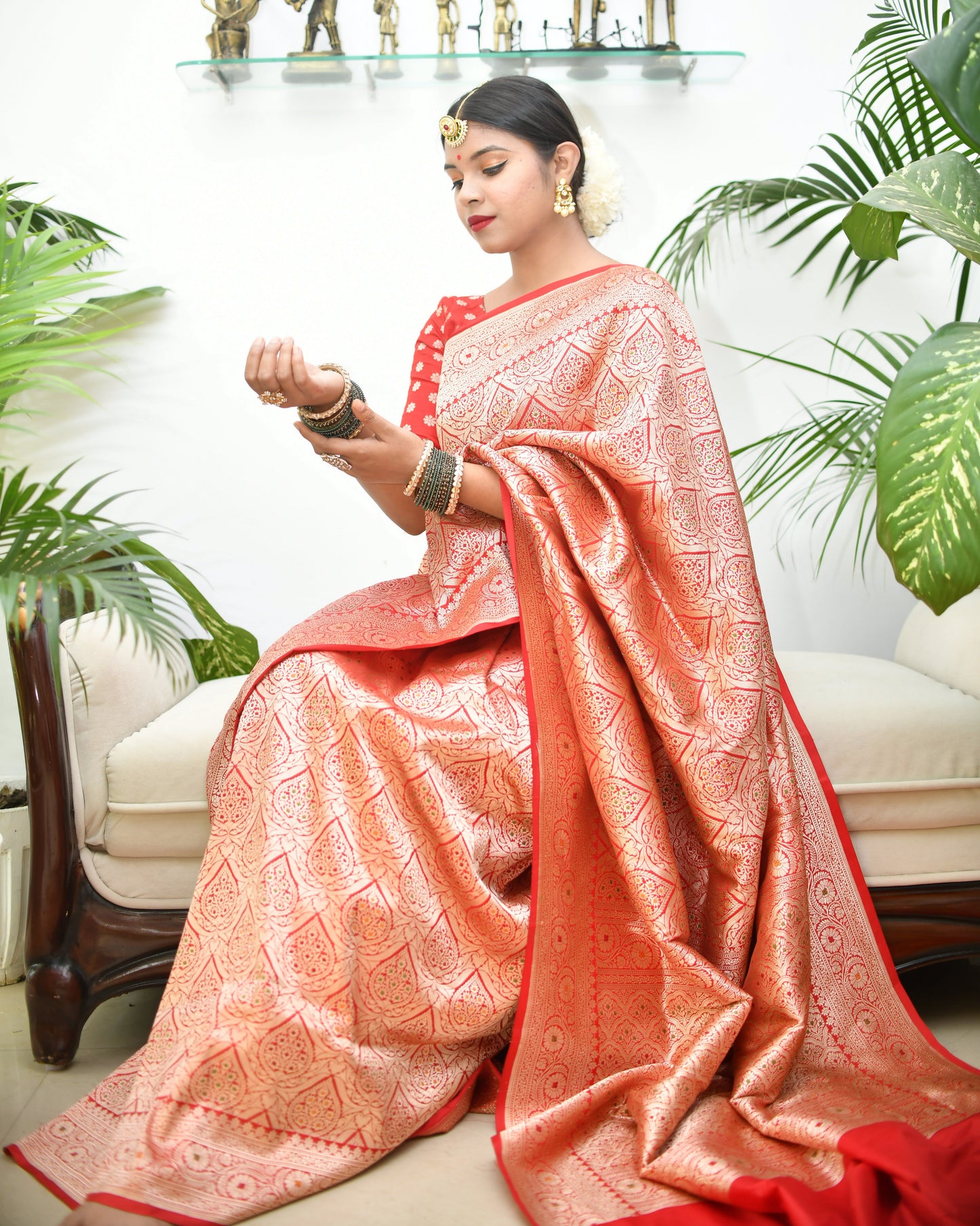 Queen of Weaves – Pure Banarasi Katan Silk Saree with Blouse | Silk Mark Certified
