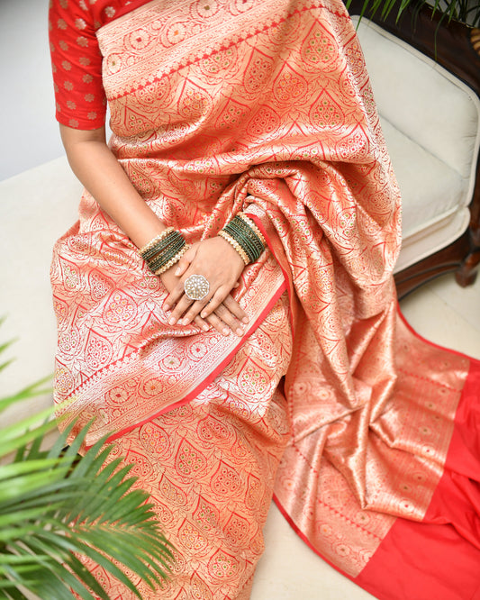 Queen of Weaves – Pure Banarasi Katan Silk Saree with Blouse | Silk Mark Certified