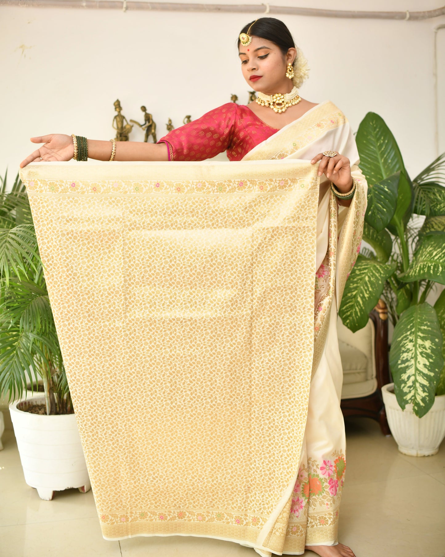 Grace in Threads – Banarasi Cotton Silk Saree with Blouse