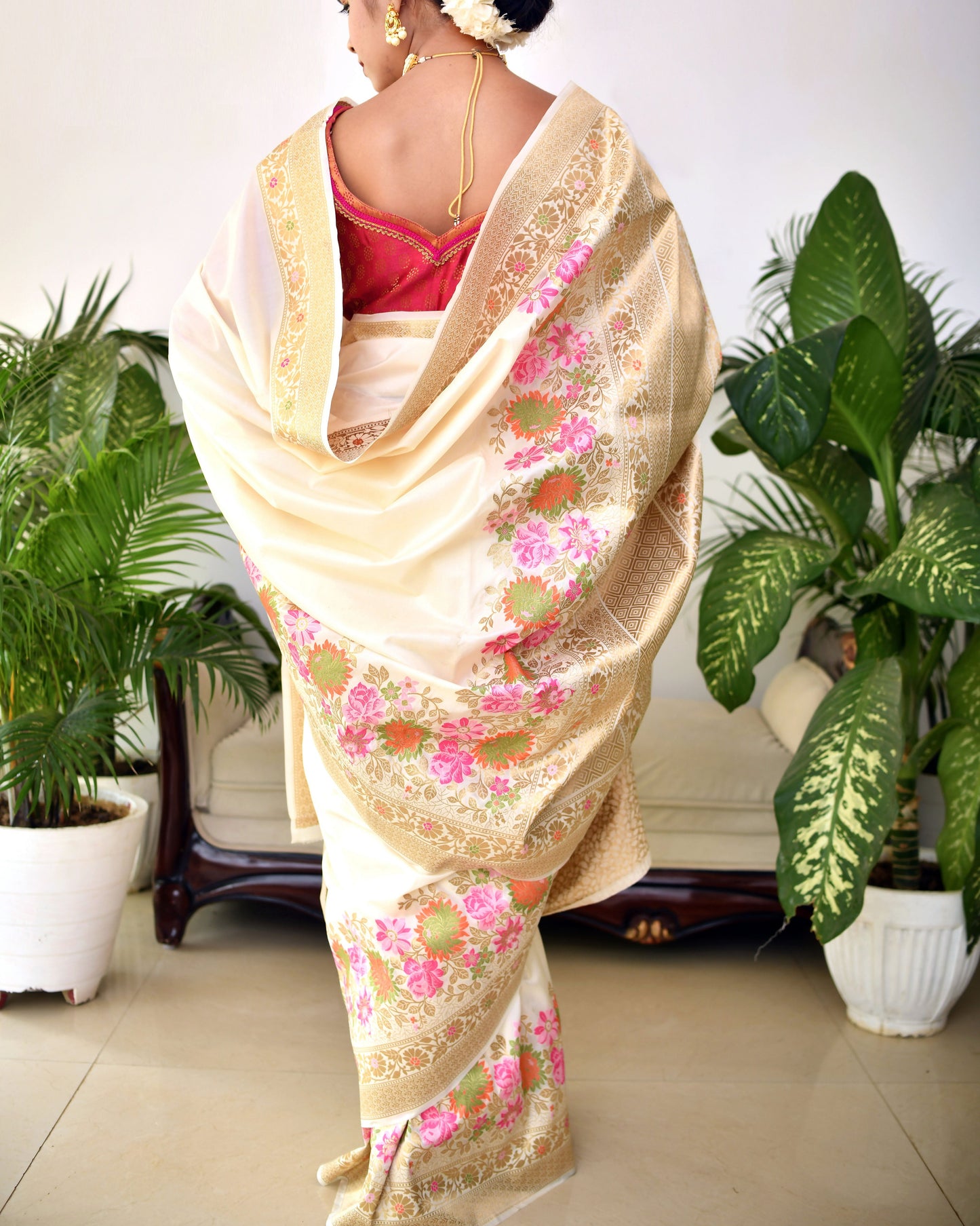Grace in Threads – Banarasi Cotton Silk Saree with Blouse