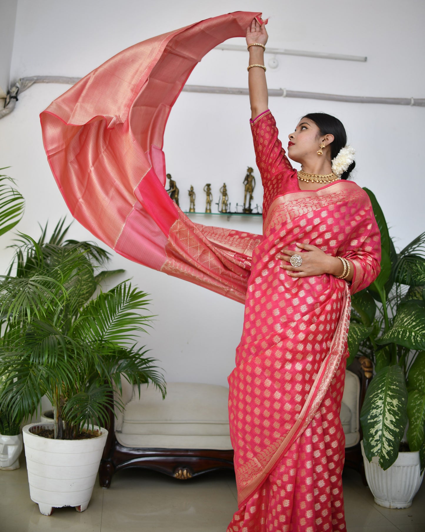 Blush Banaras – Pink Banarasi Cotton Saree with Blouse