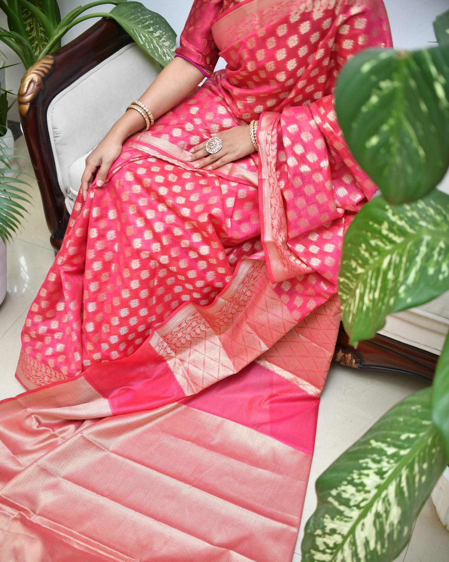 Blush Banaras – Pink Banarasi Cotton Saree with Blouse