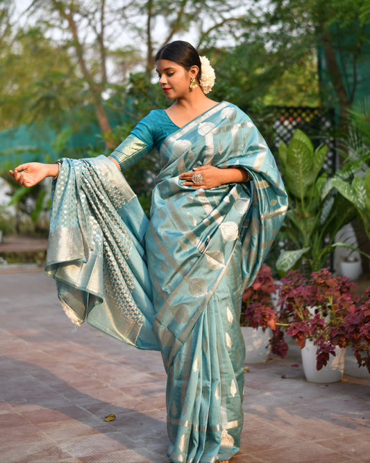 Silken Serenity – Elegant Banarasi Weave in Cotton Silk