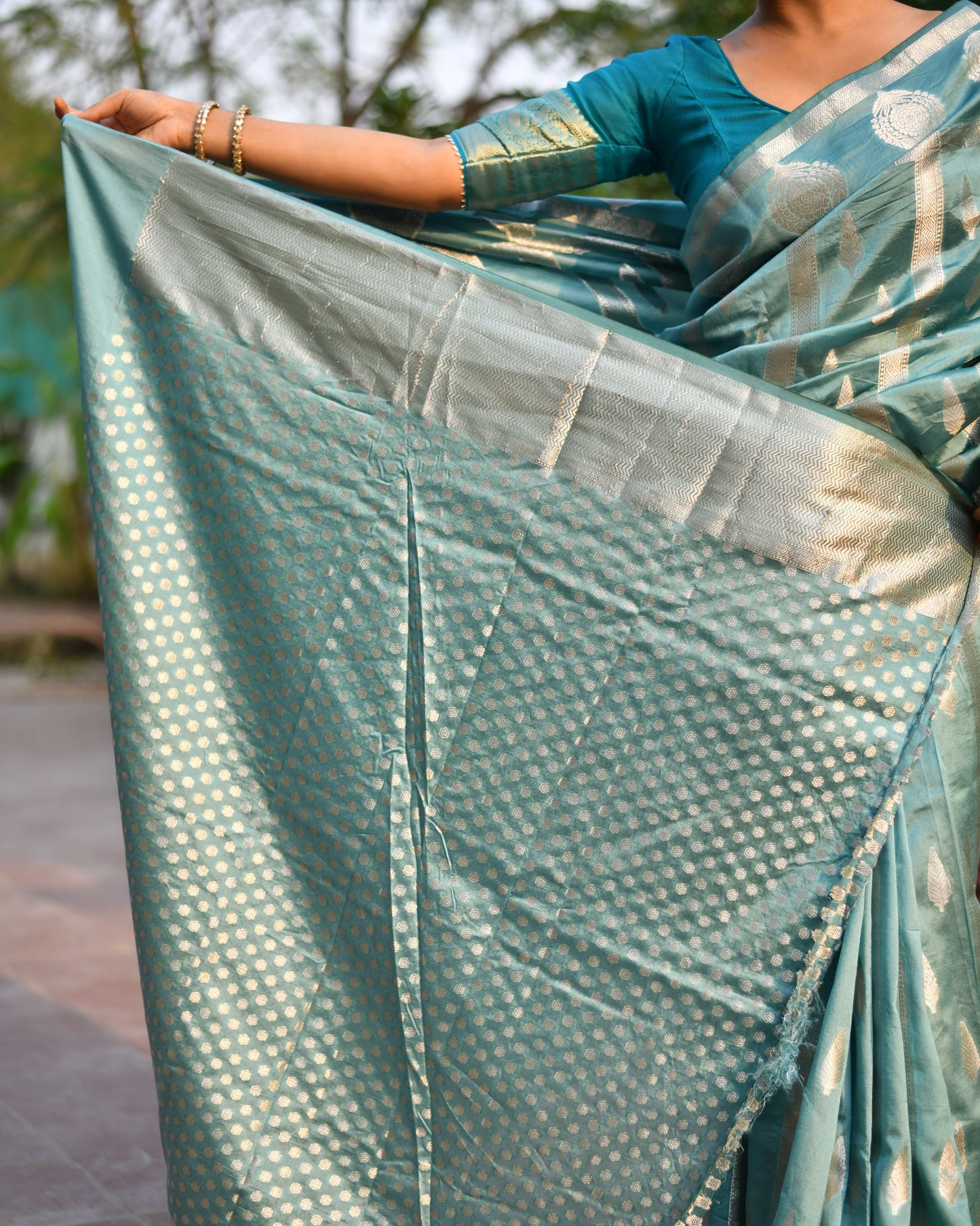Silken Serenity – Elegant Banarasi Weave in Cotton Silk