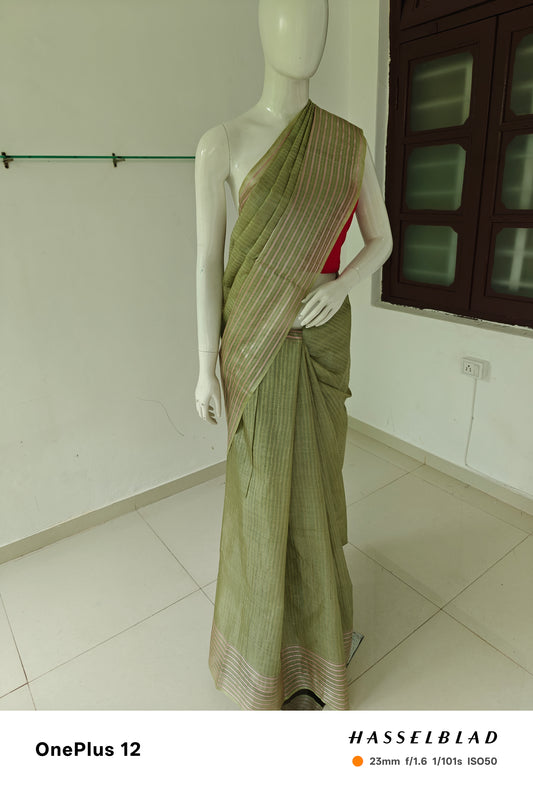 Forest Grace – Chhattisgarh Handwoven Pure Tussar Silk Saree with Silk Mark