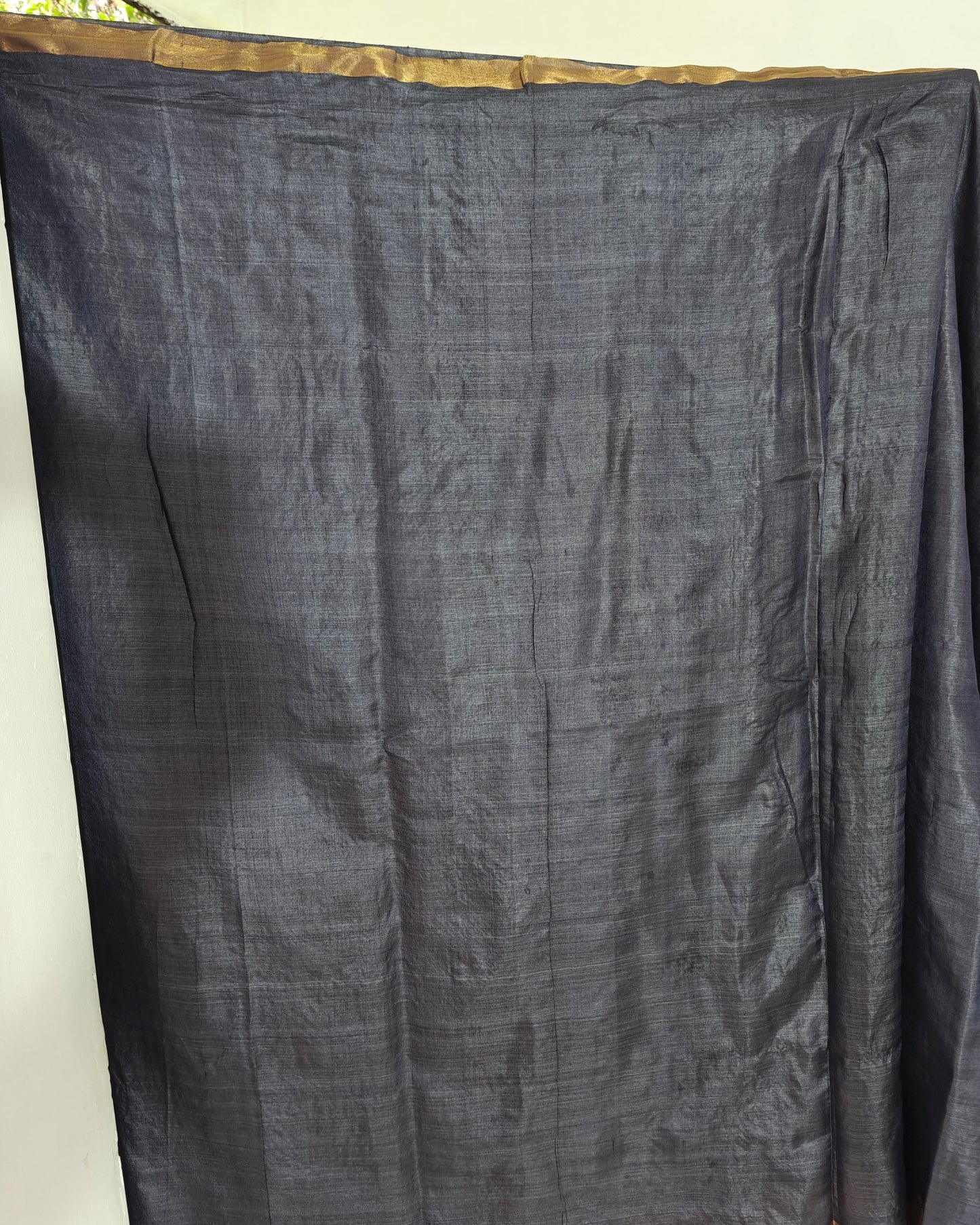 Azure Mist – Chhattisgarh Handwoven Pure Tussar Silk Saree with Silk Mark in Greyish Blue