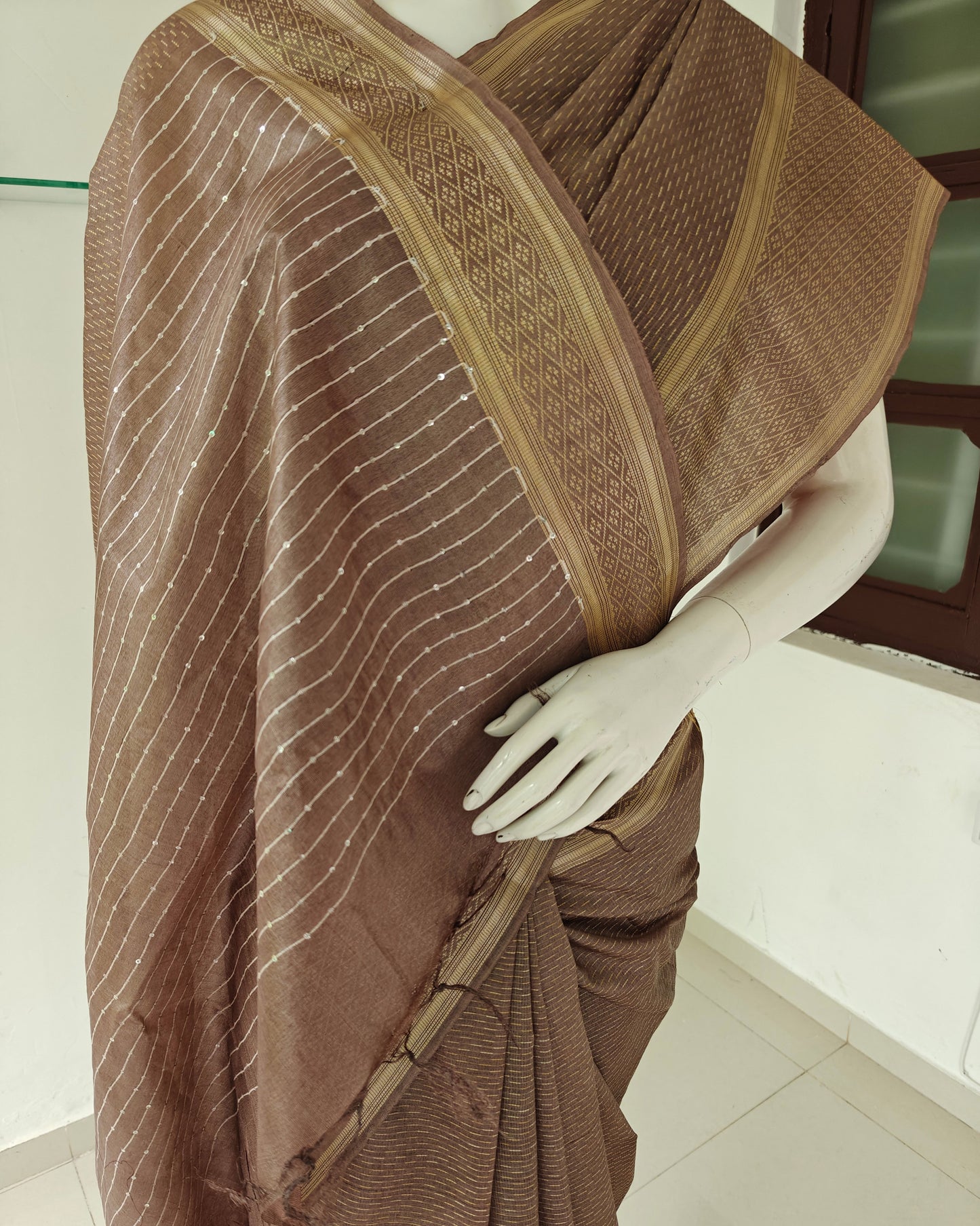 Smoky Elegance – Chhattisgarh Handwoven Pure Tussar Silk Saree with Silk Mark