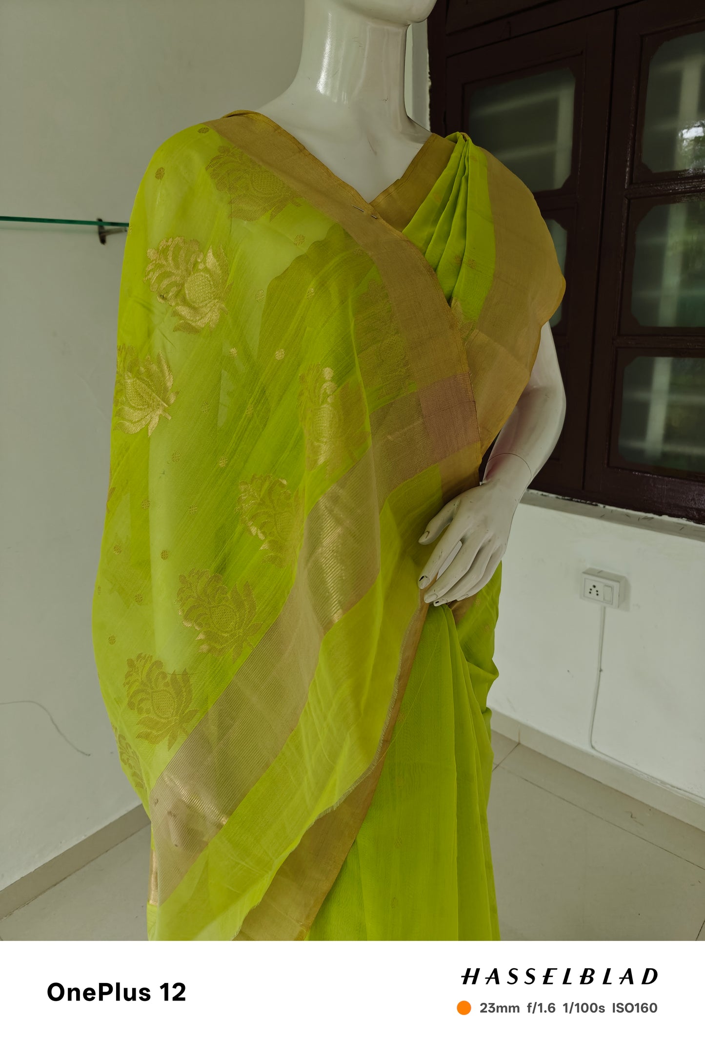 Timeless Grace – Pure Handwoven Silk Cotton Chanderi Saree with Blouse & Handloom Tag
