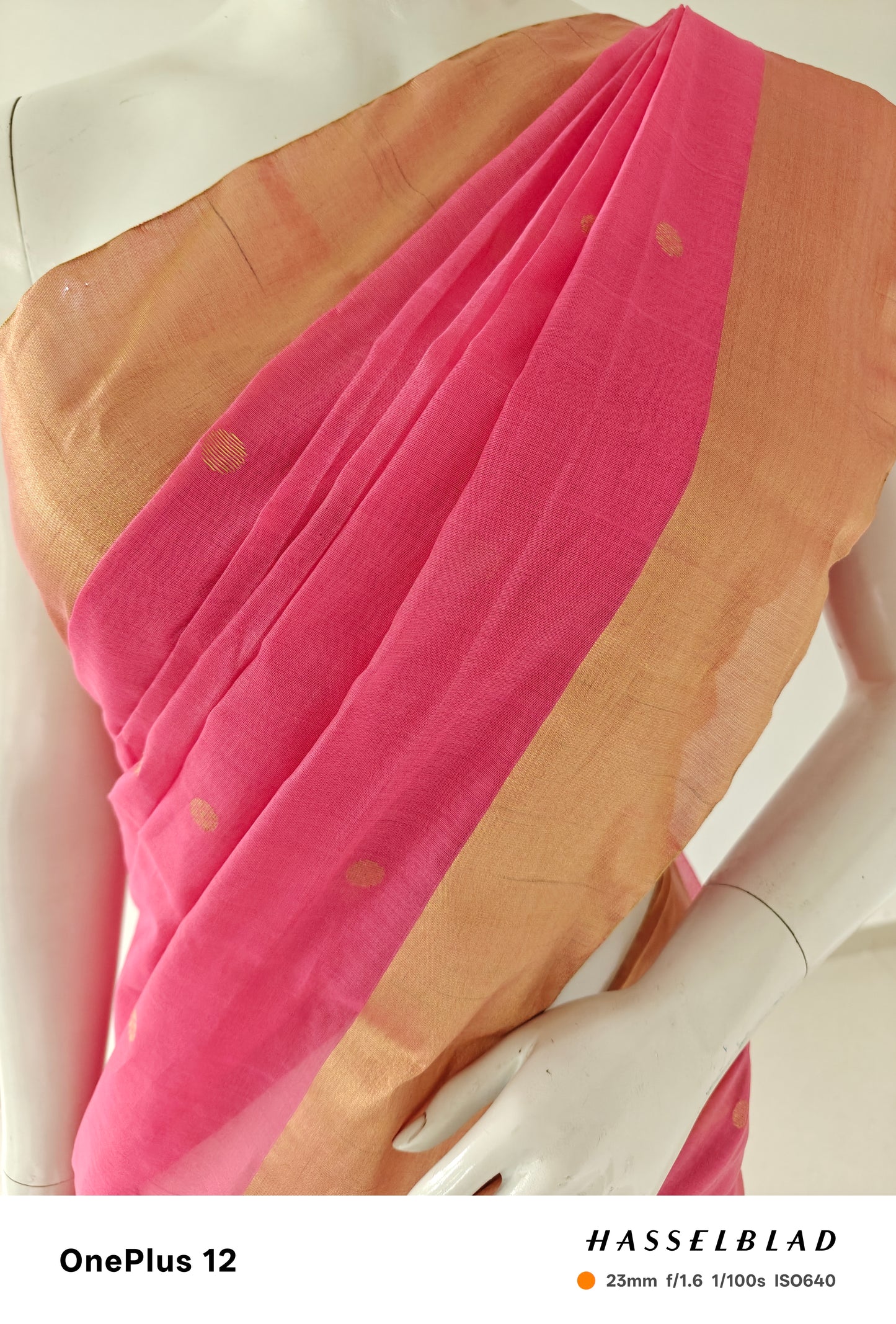 Soft Pink Elegance – Pure Handwoven Silk Cotton Chanderi Saree with Blouse & Handloom Tag