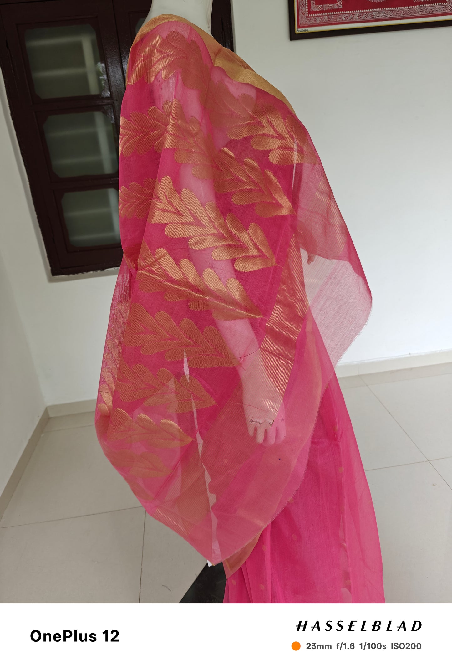 Soft Pink Elegance – Pure Handwoven Silk Cotton Chanderi Saree with Blouse & Handloom Tag