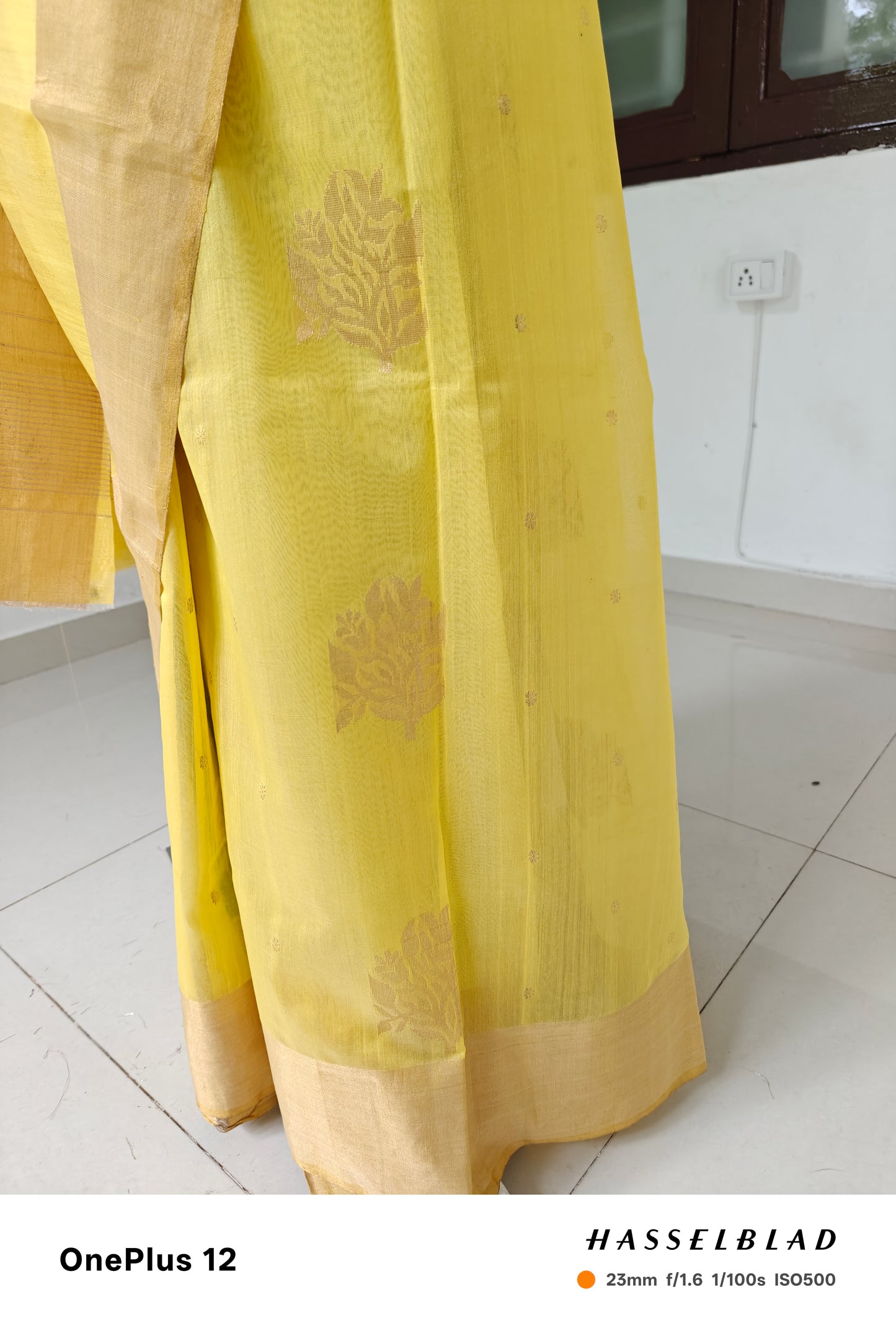 Sunlit Yellow – Pure Handwoven Silk Cotton Chanderi Saree with Blouse & Handloom Tag