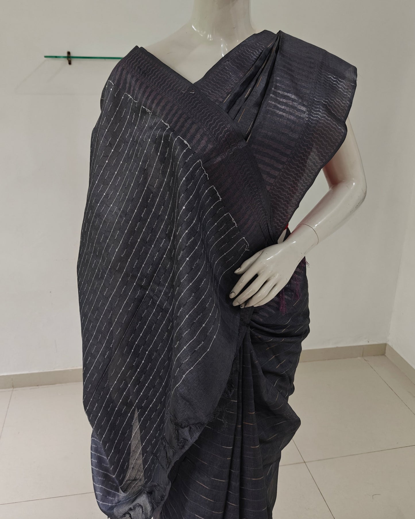 Blue Aura – Chhattisgarh Handwoven Pure Tussar Silk Saree with Silk Mark