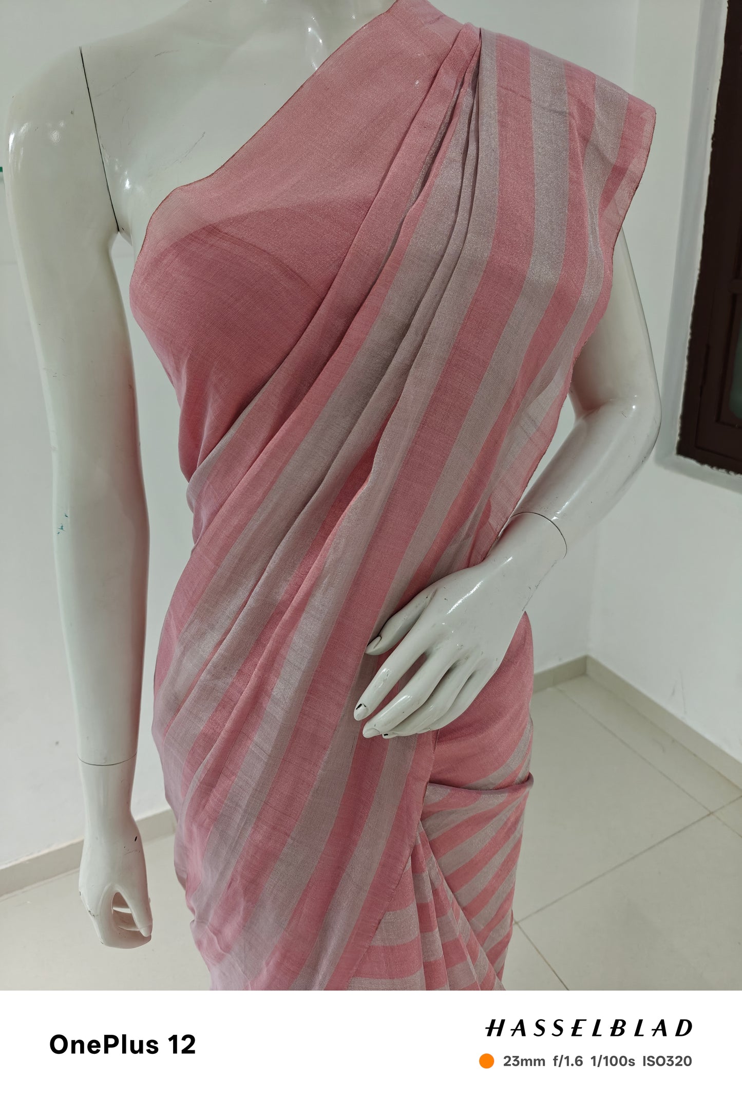 Rosy Reverie – Pink Handwoven Pure Satin Chanderi Saree | Handloom Certified