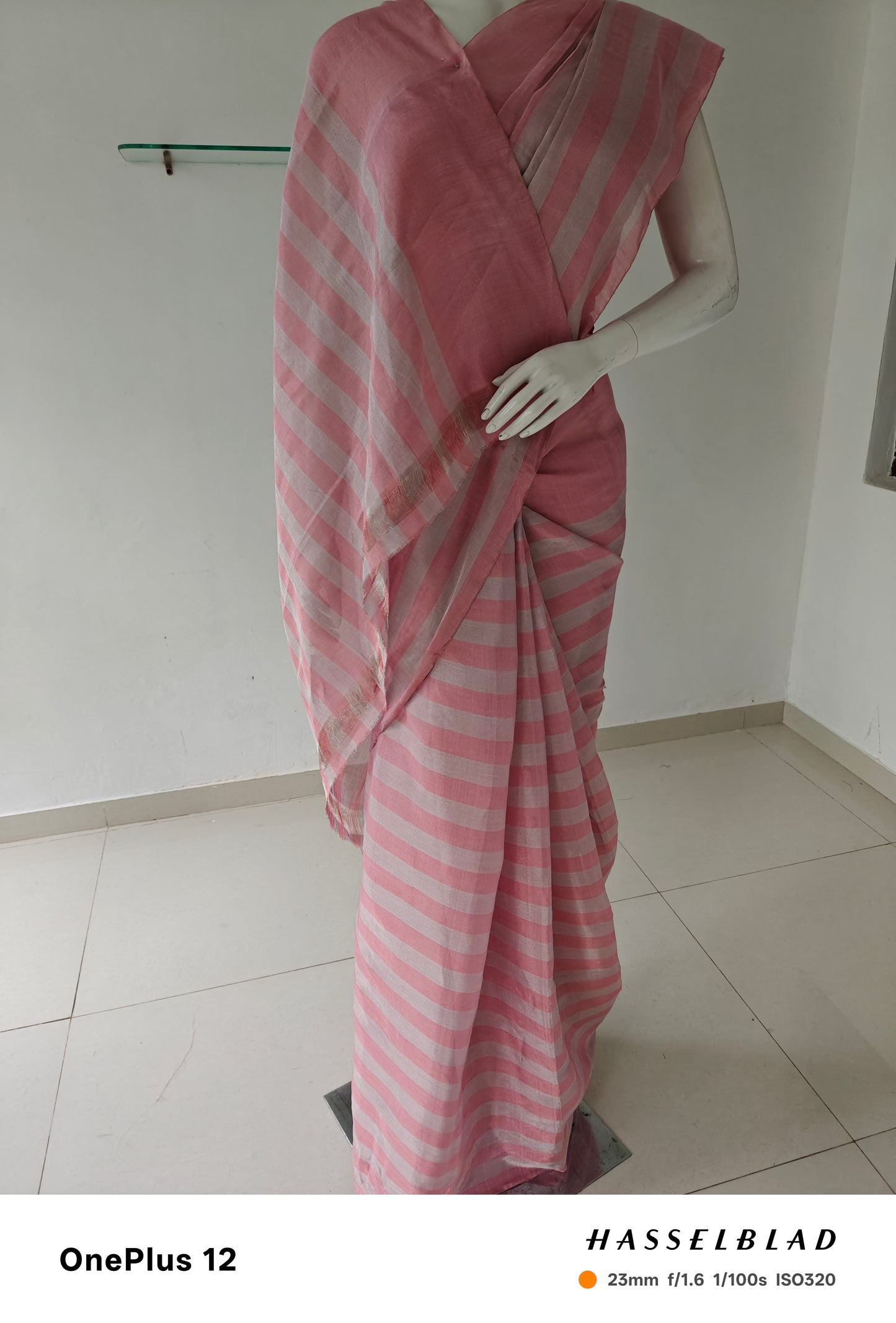 Rosy Reverie – Pink Handwoven Pure Satin Chanderi Saree | Handloom Certified