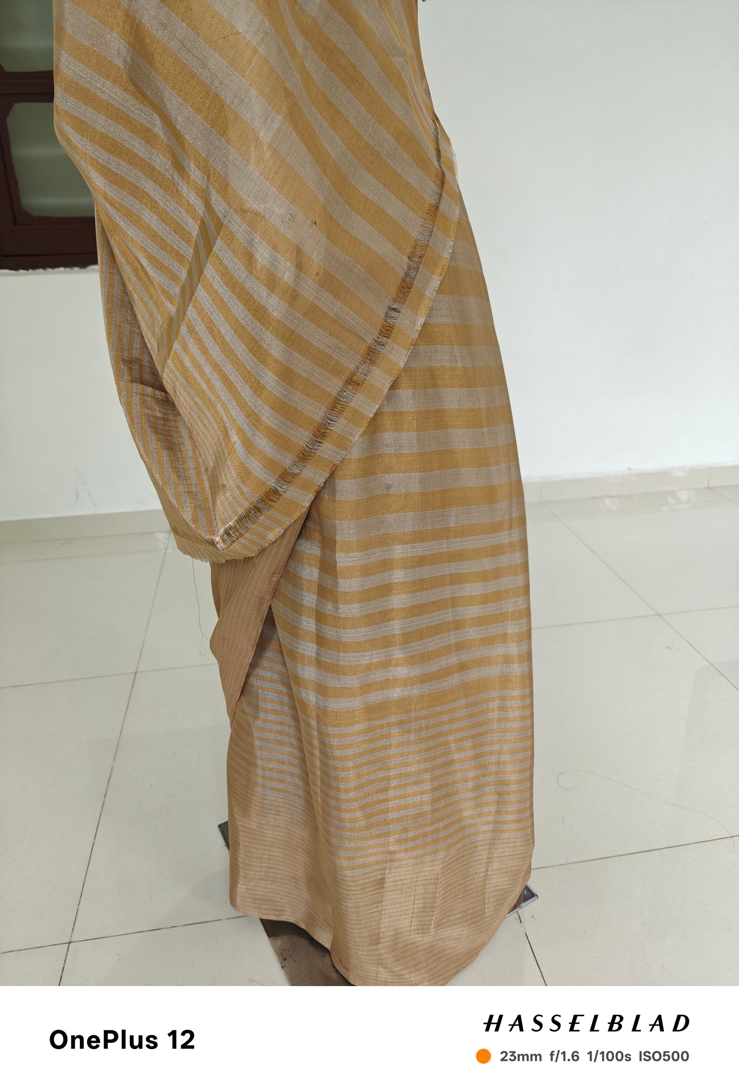 Golden Glow – Pure Handwoven Satin Chanderi Saree with Handloom Tag