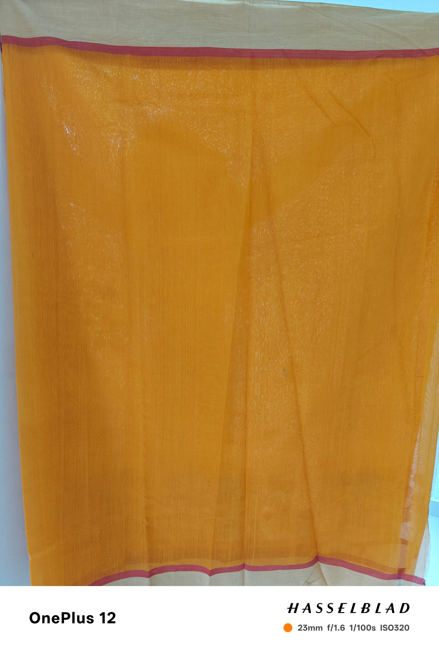 Sunset Aura – Orange Handwoven Pure Silk Cotton Chanderi Saree with Blouse & Handloom Tag