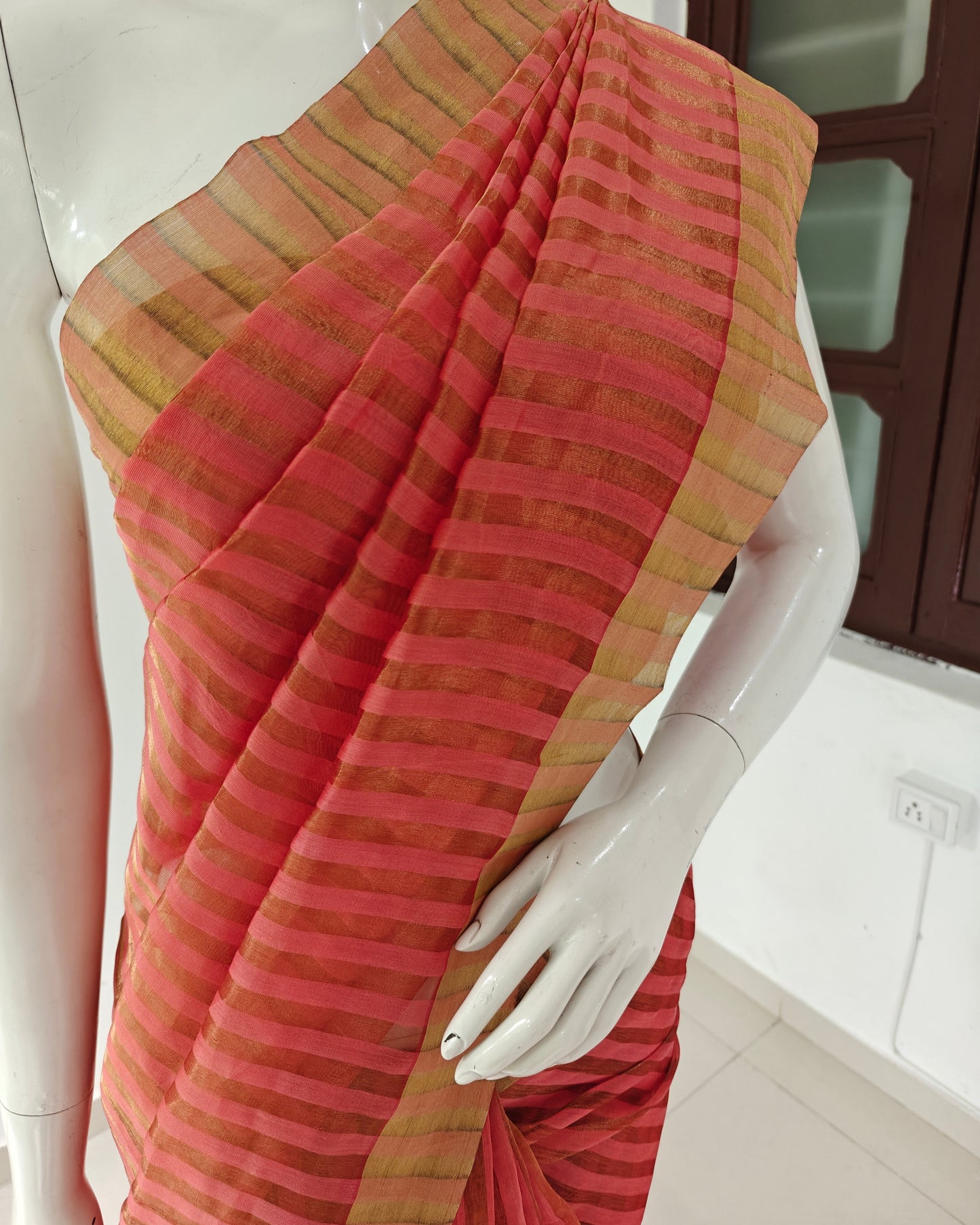 Chanderi Dream – Pure Handwoven Silk Cotton Chanderi Saree with Unstitched Blouse | Handloom Certified