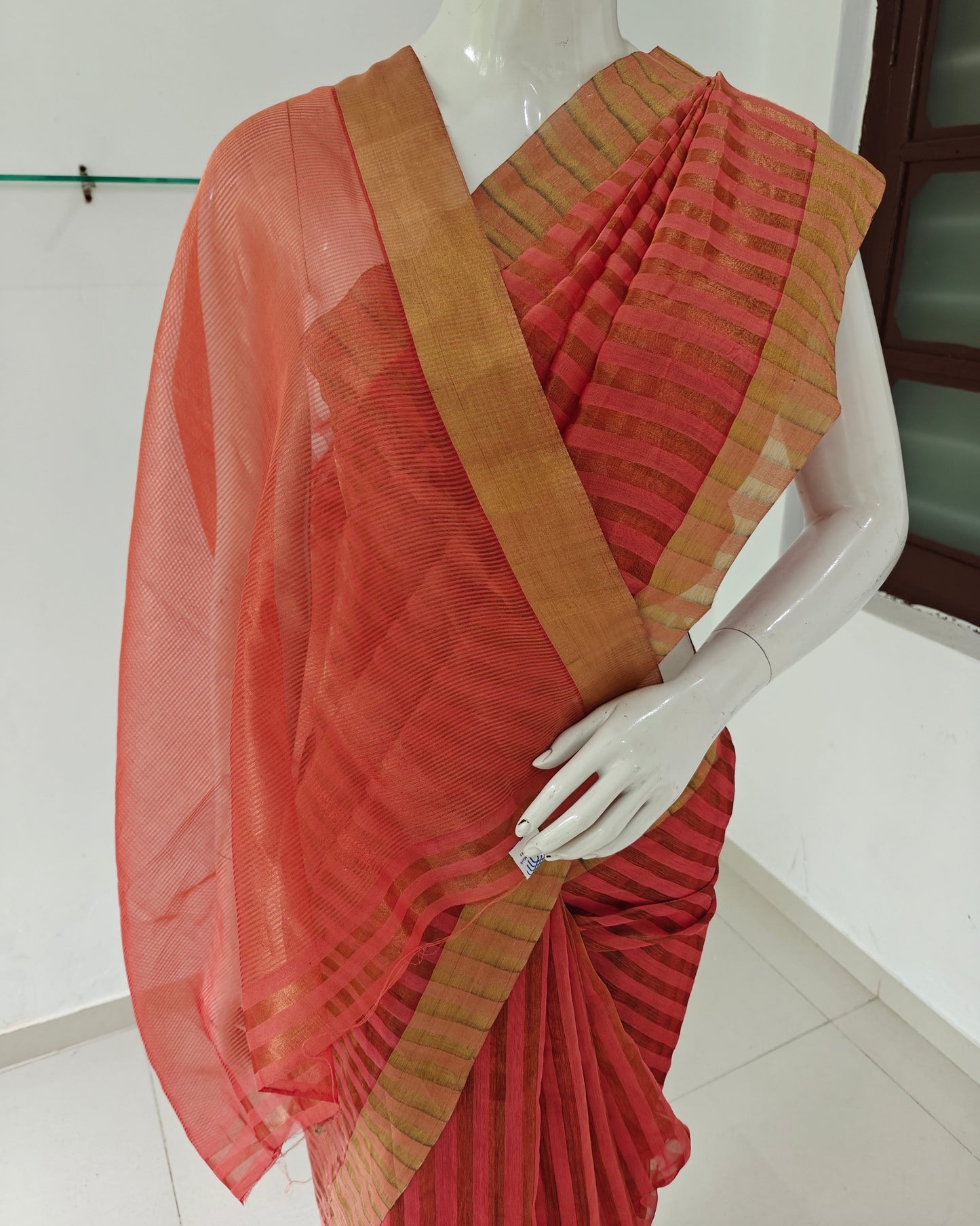 Chanderi Dream – Pure Handwoven Silk Cotton Chanderi Saree with Unstitched Blouse | Handloom Certified