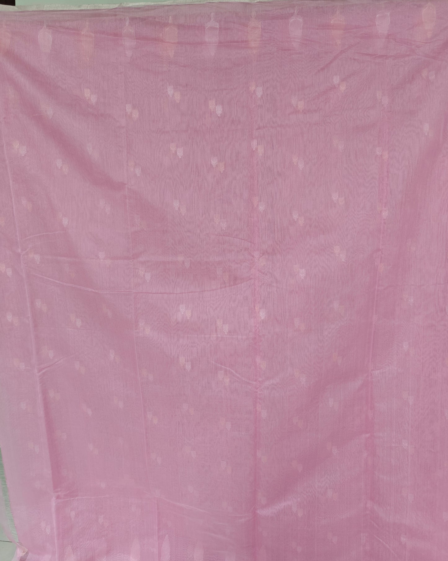 Blush Harmony – Pure Handwoven Pink Silk Cotton Chanderi Saree with Unstitched Blouse & Handloom Tag