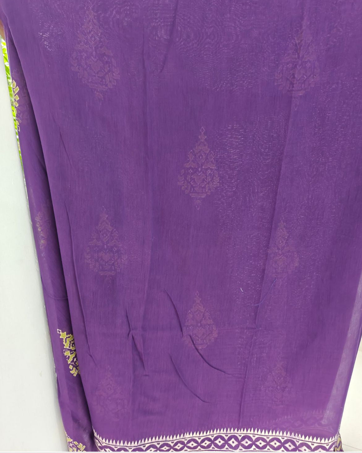 Royal Bloom – Pure Handwoven Violet Chanderi Silk Cotton Saree with Blouse & Handloom Tag