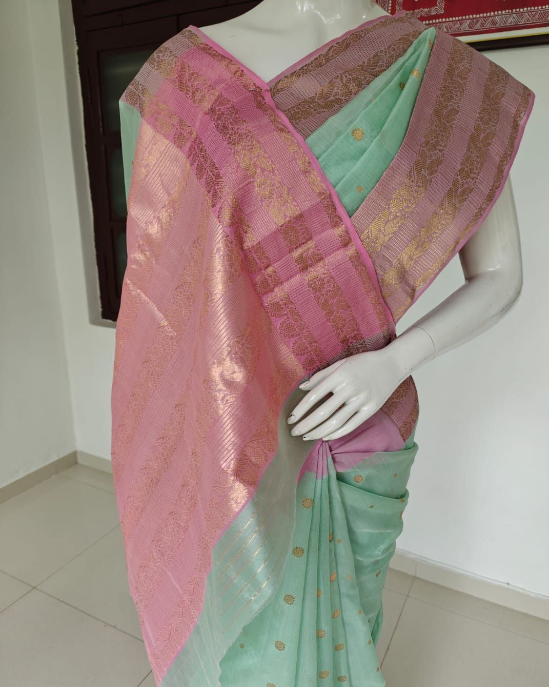 Silk Reverie – Handwoven Pure Silk Chanderi Saree with Unstitched Blouse & Silk Mark Tag