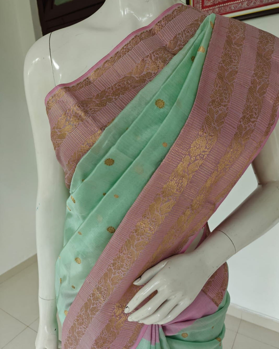 Silk Reverie – Handwoven Pure Silk Chanderi Saree with Unstitched Blouse & Silk Mark Tag