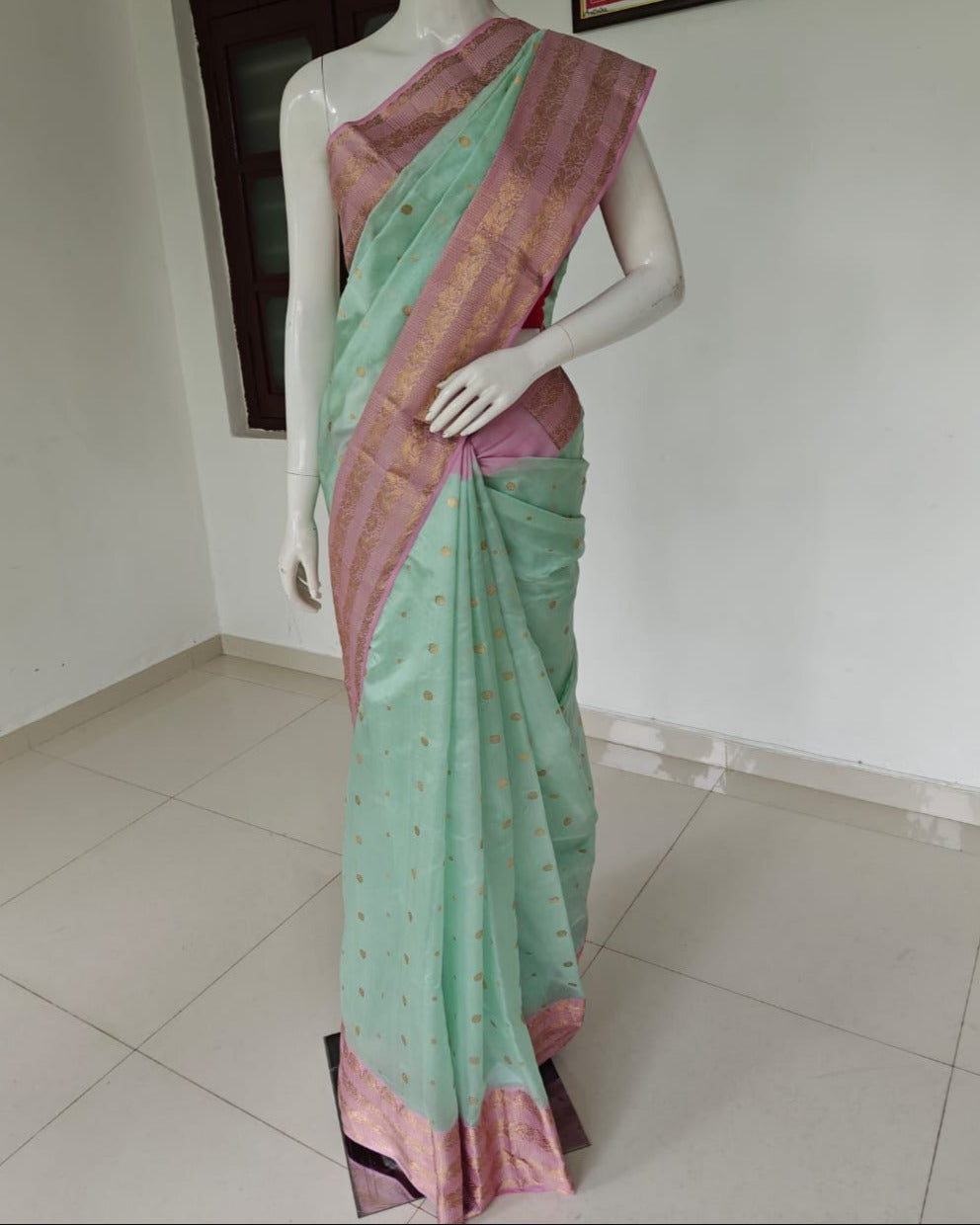 Silk Reverie – Handwoven Pure Silk Chanderi Saree with Unstitched Blouse & Silk Mark Tag
