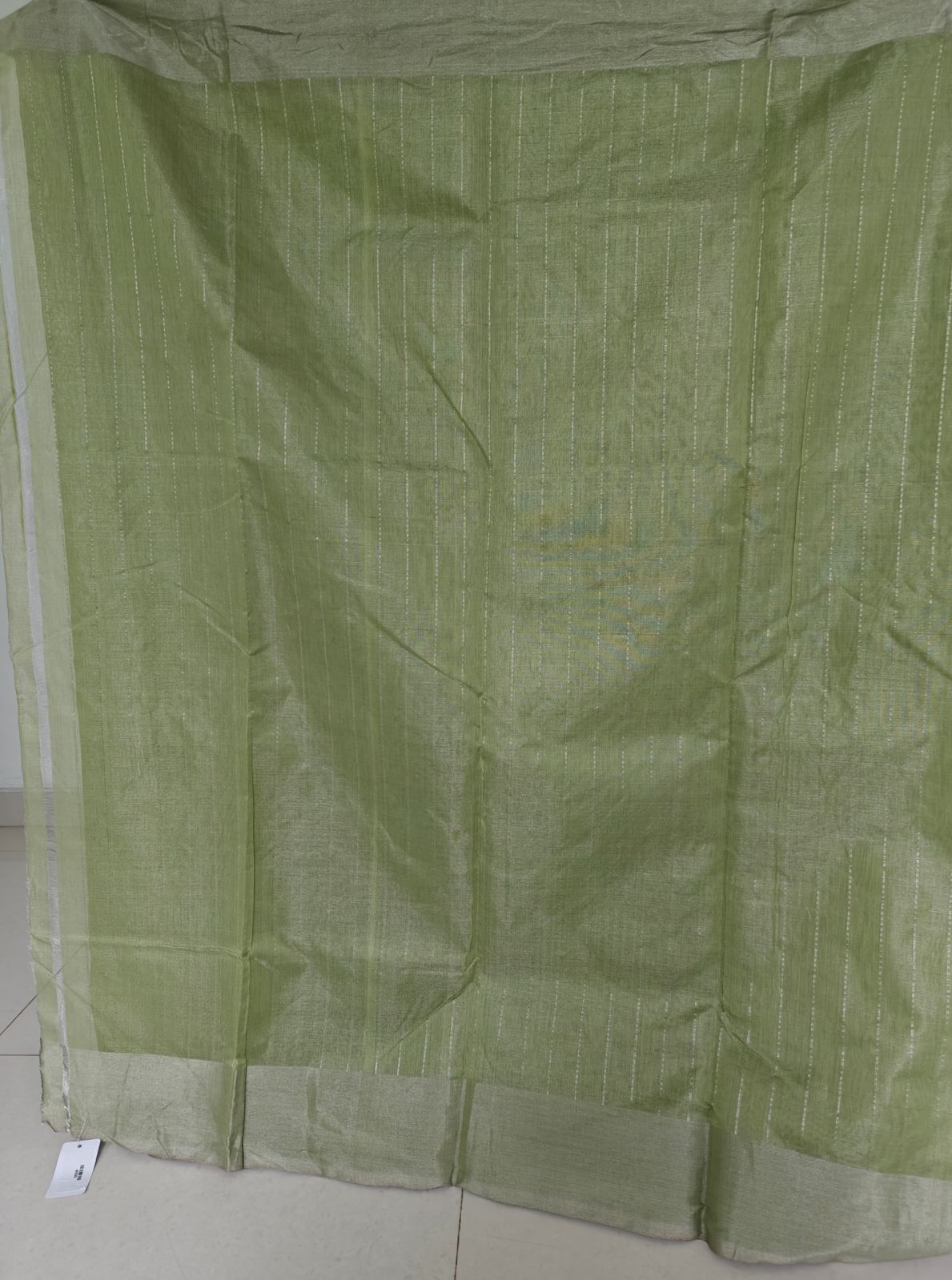 Mint Serenity – Pure Handwoven Pista Green Chanderi Silk Cotton Saree with Blouse & Handloom Tag