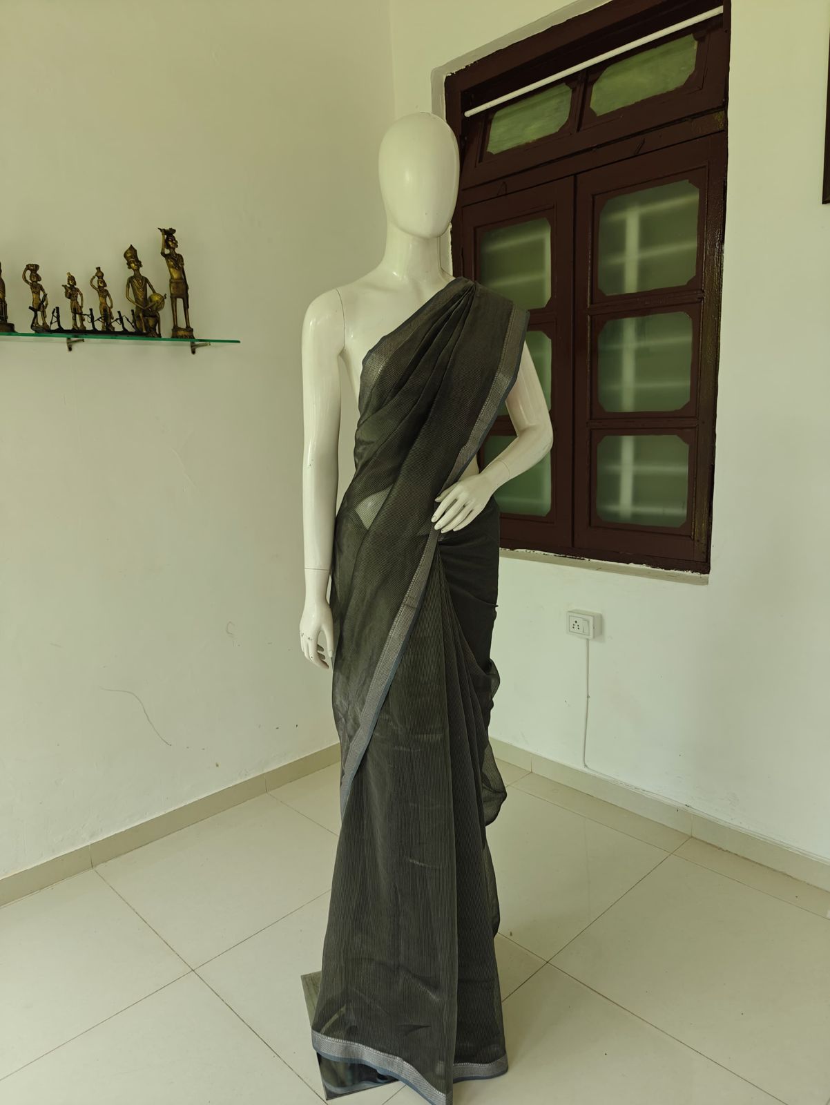 Ethereal Essence – Handwoven Pure Silk Cotton Chanderi Saree with Unstitched Blouse | Handloom Certified