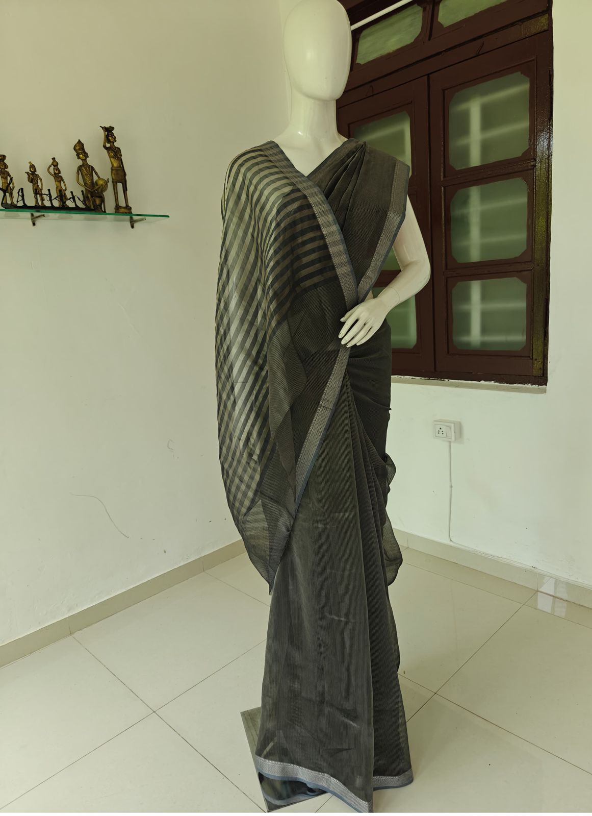 Ethereal Essence – Handwoven Pure Silk Cotton Chanderi Saree with Unstitched Blouse | Handloom Certified
