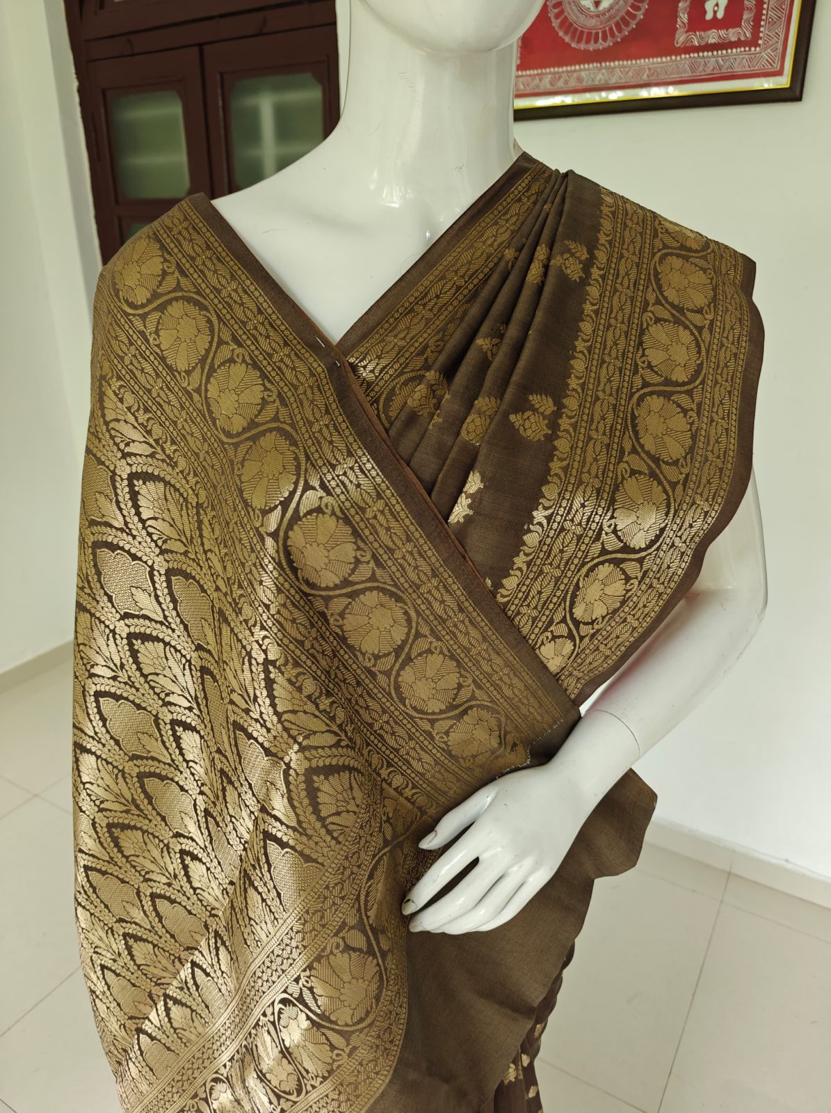 Regal Pure Banarasi Muga Silk Saree with Blouse & Silk Mark Tag