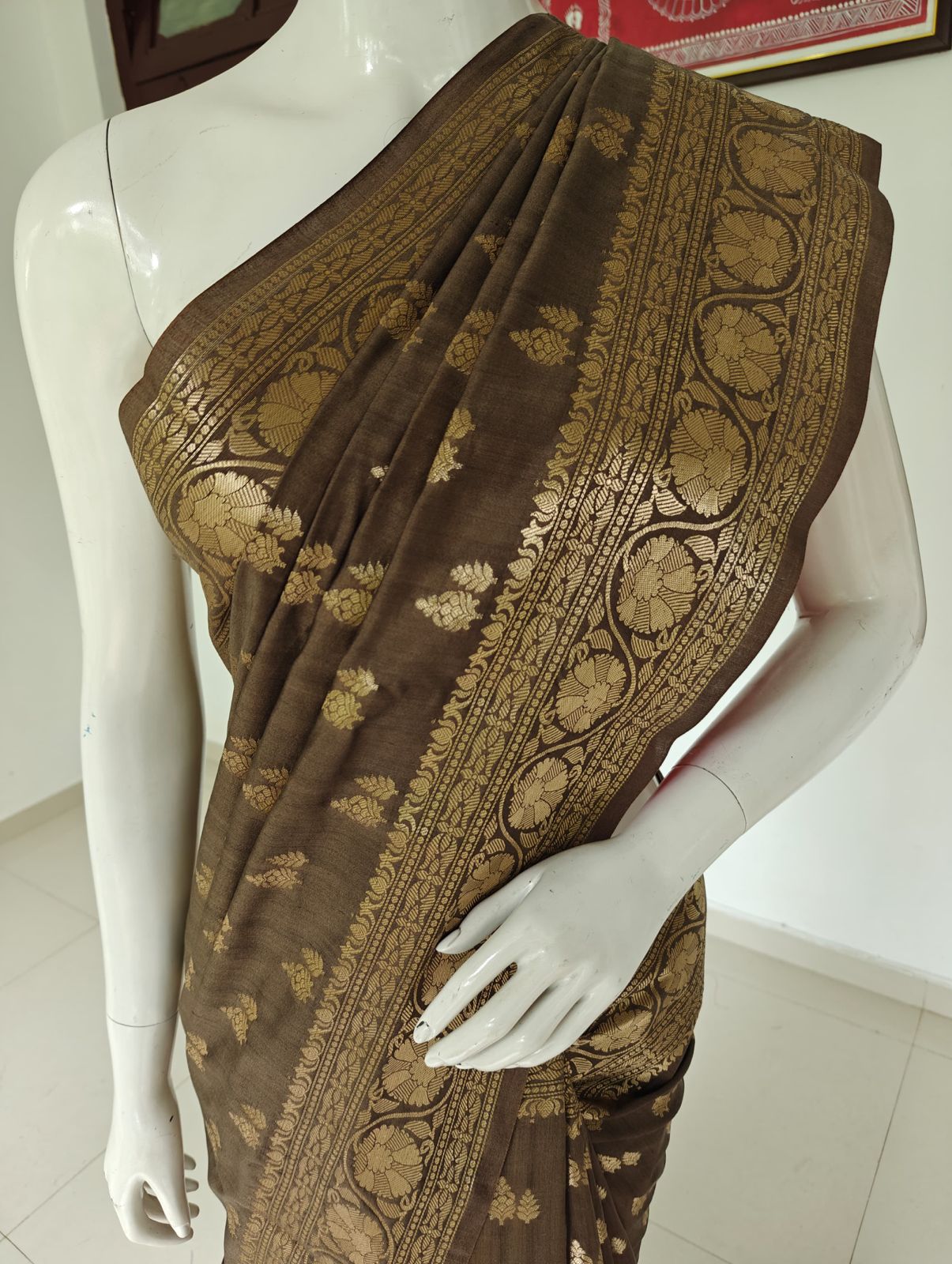 Regal Pure Banarasi Muga Silk Saree with Blouse & Silk Mark Tag