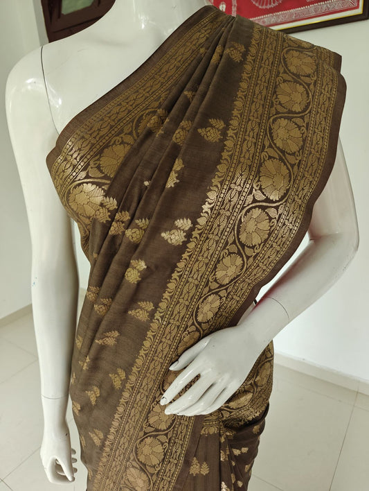 Regal Pure Banarasi Muga Silk Saree with Blouse & Silk Mark Tag