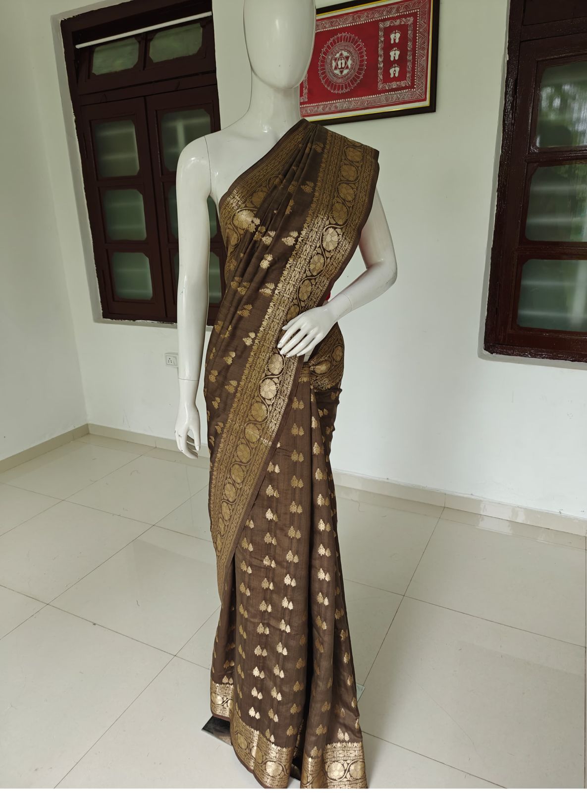 Regal Pure Banarasi Muga Silk Saree with Blouse & Silk Mark Tag
