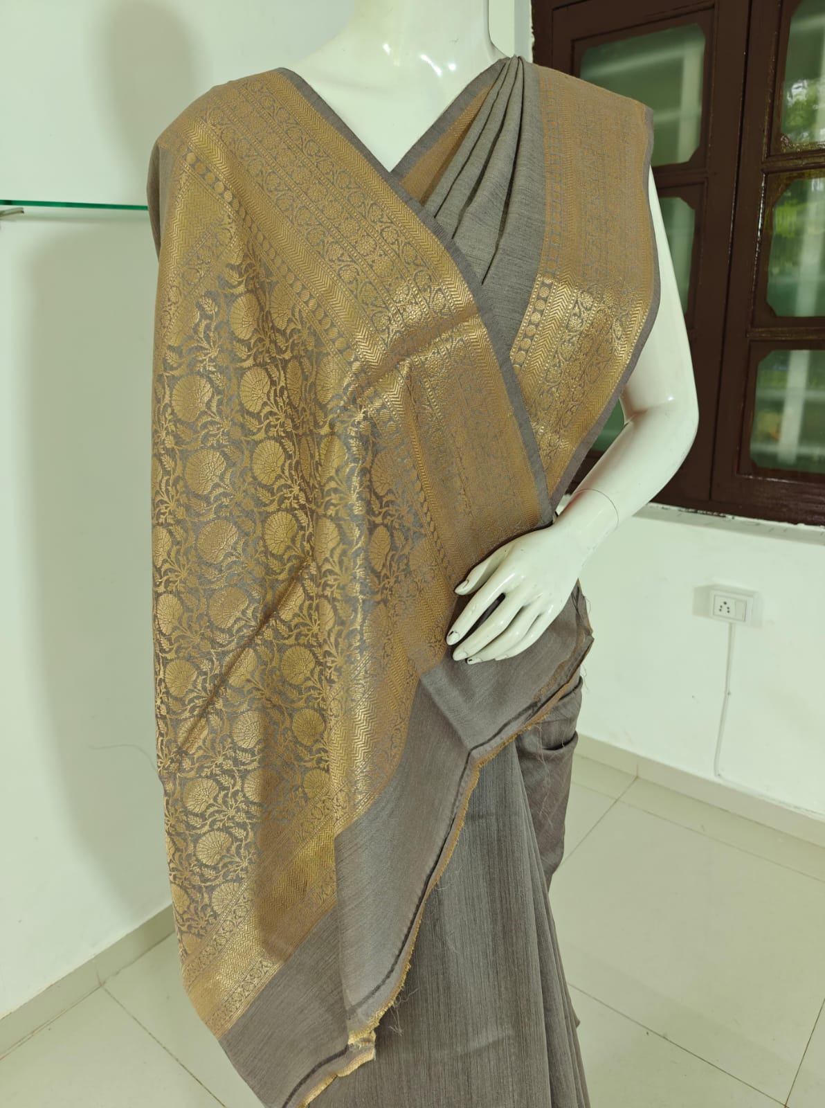 Radiant Banarasi Muga Silk Saree with Blouse and Silk Mark Tag