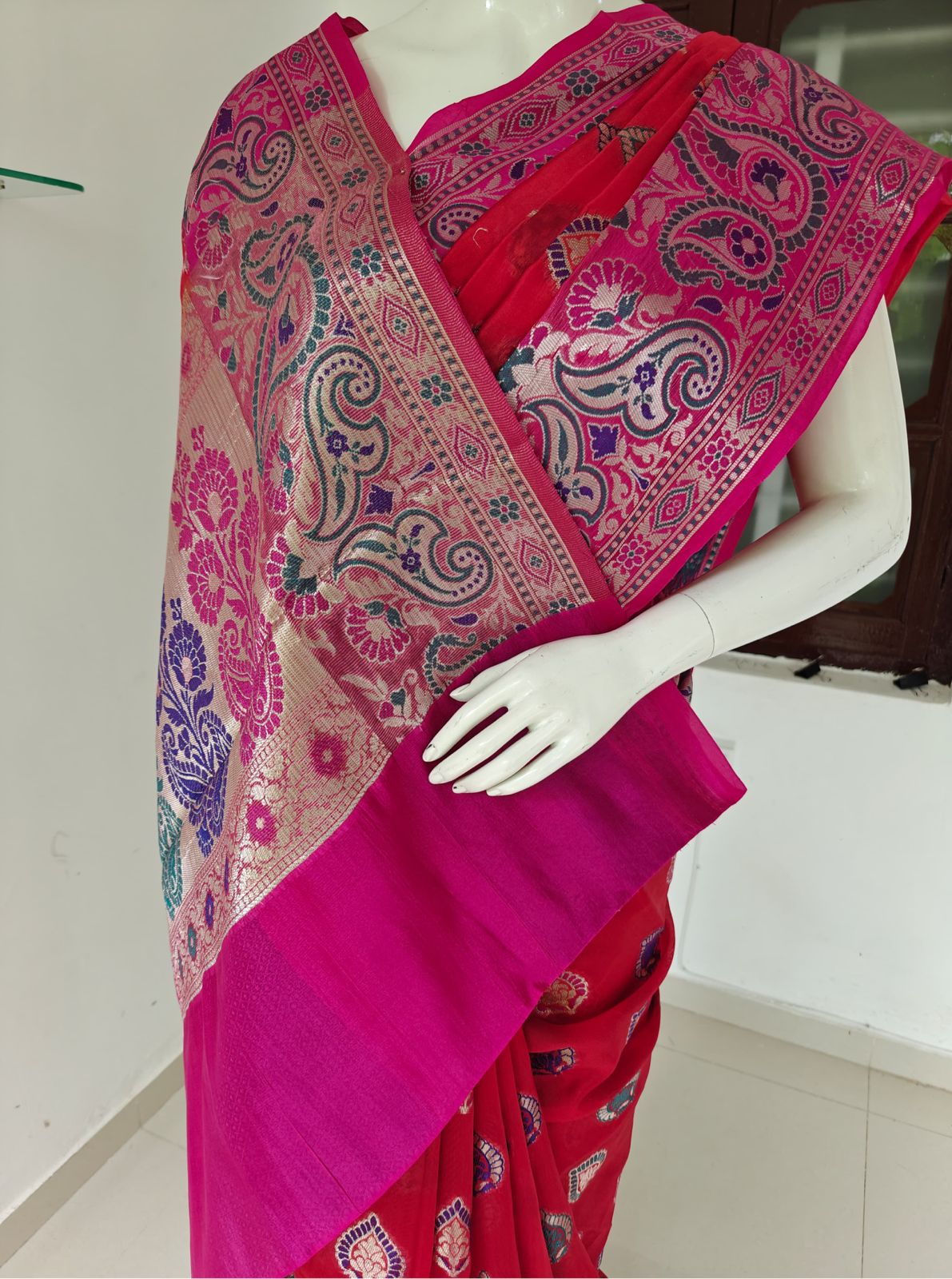 Pure Banarasi Dupion Silk Saree with Blouse & Authentic Silk Mark Tag
