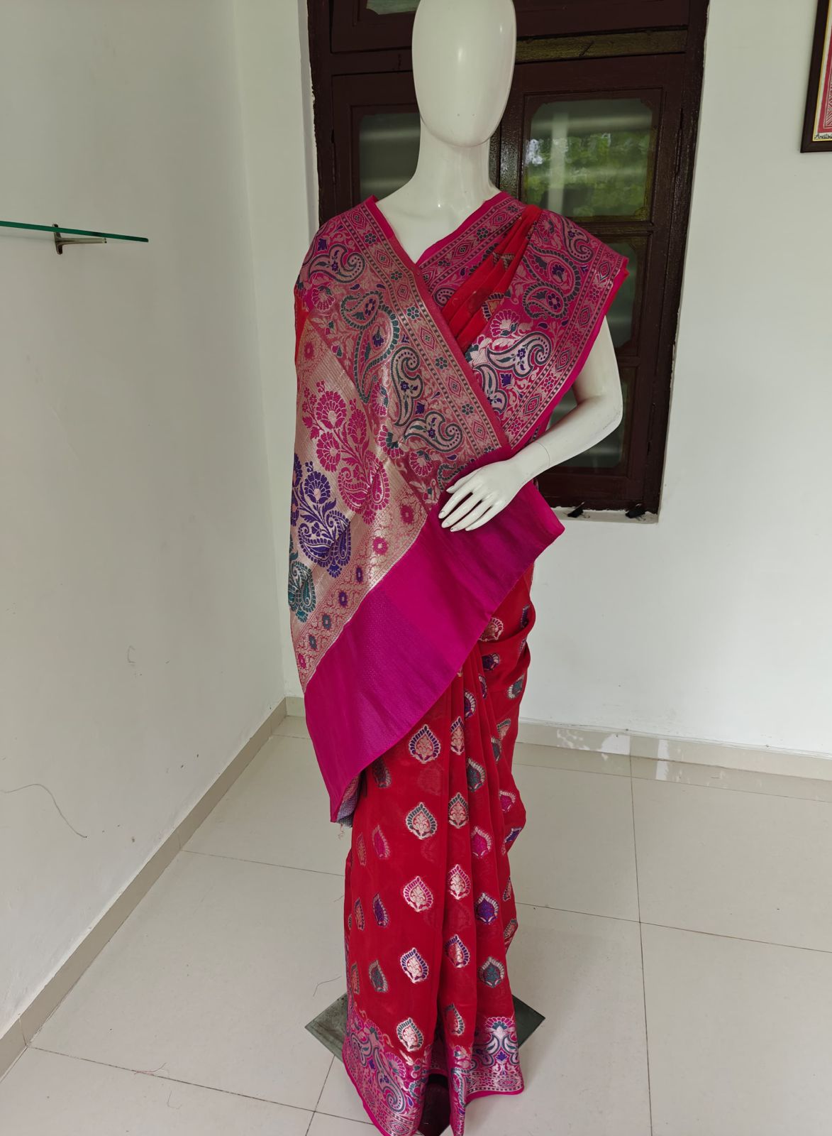 Pure Banarasi Dupion Silk Saree with Blouse & Authentic Silk Mark Tag