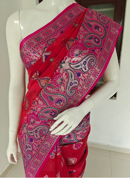 Pure Banarasi Dupion Silk Saree with Blouse & Authentic Silk Mark Tag