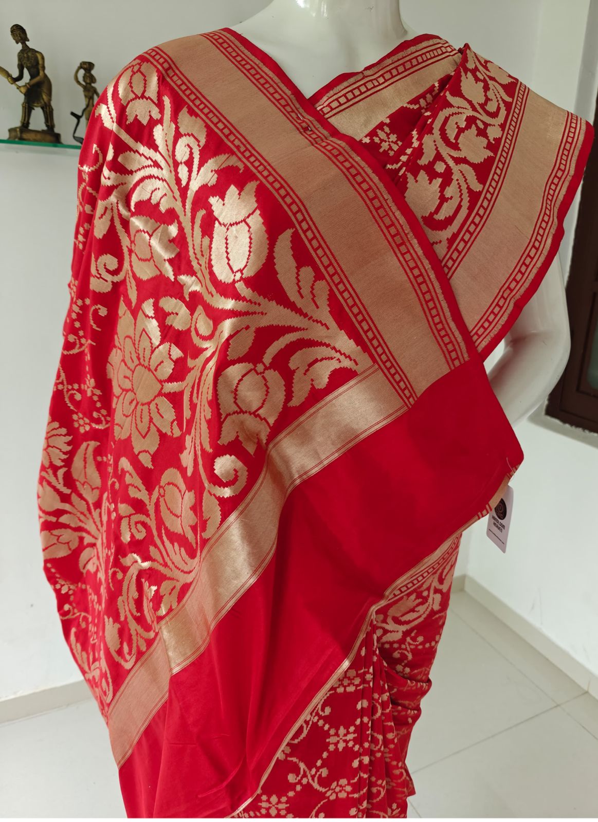 Luxurious Red Pure Banarasi Katan Silk Saree with Blouse & Silk Mark Tag