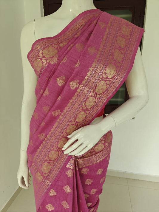 Exquisite Pure Banarasi Muga Silk Saree with Blouse & Silk Mark Tag